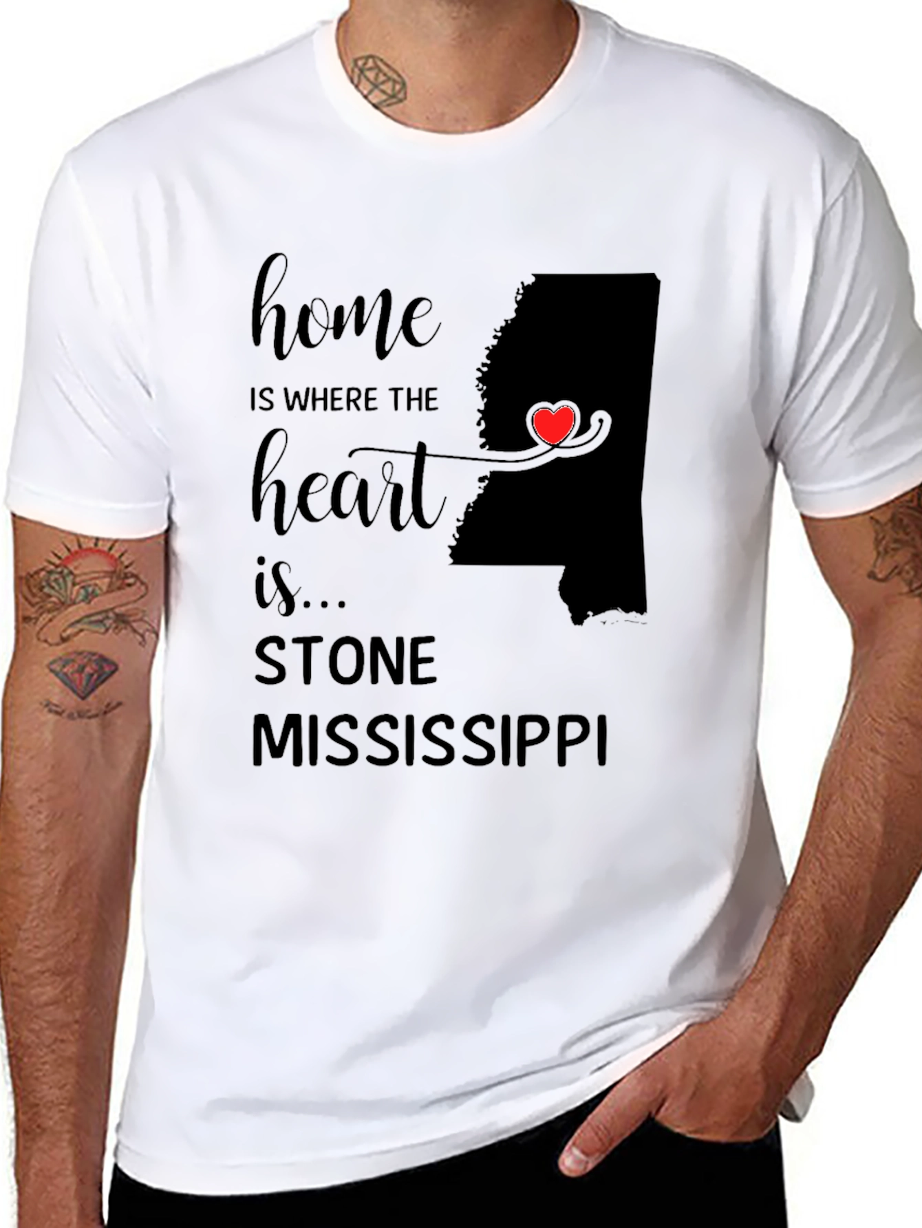 Stone Mississippi Home Heart T-Shirt