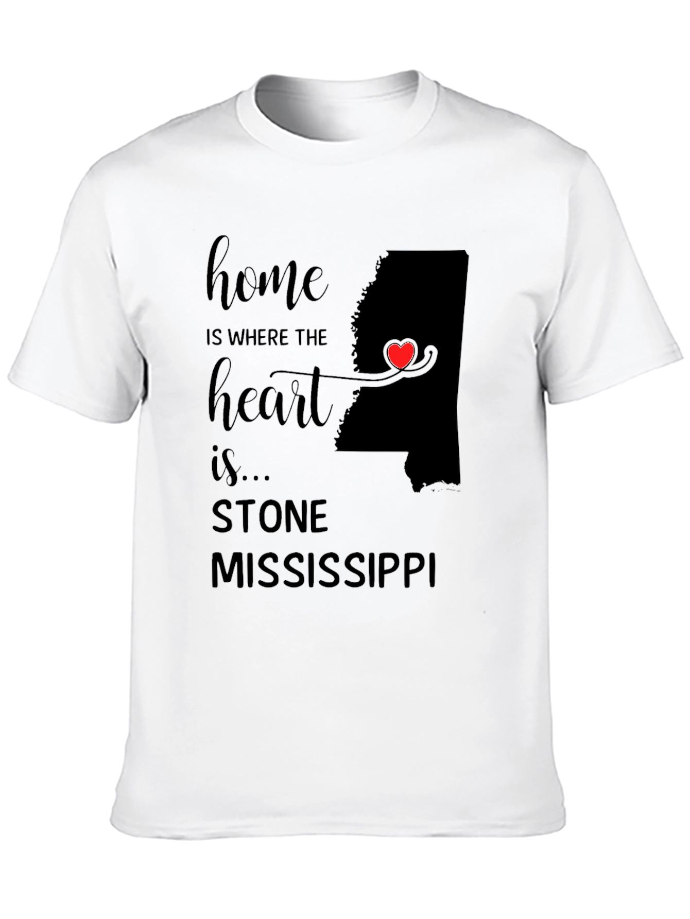 Stone Mississippi Home Heart T-Shirt