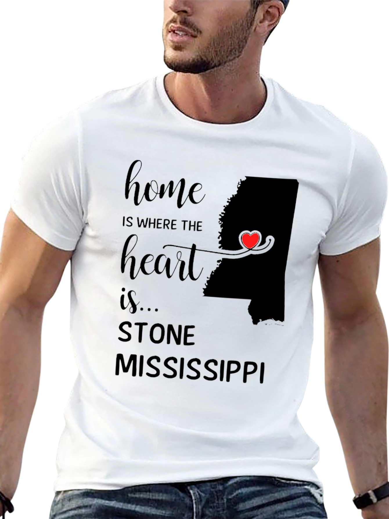 Stone Mississippi Home Heart T-Shirt