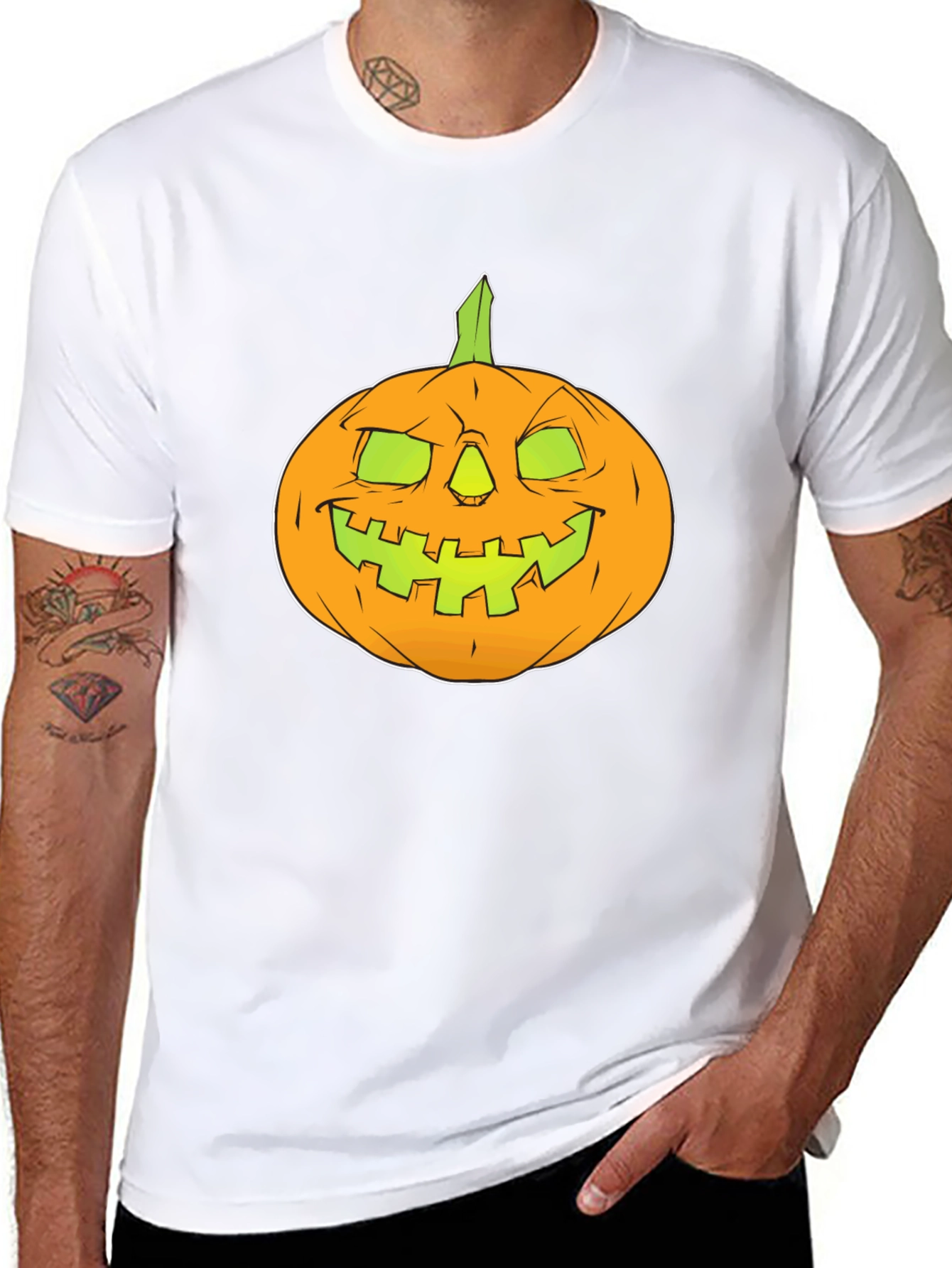 Halloween Pumpkin Graphic Tee - Black