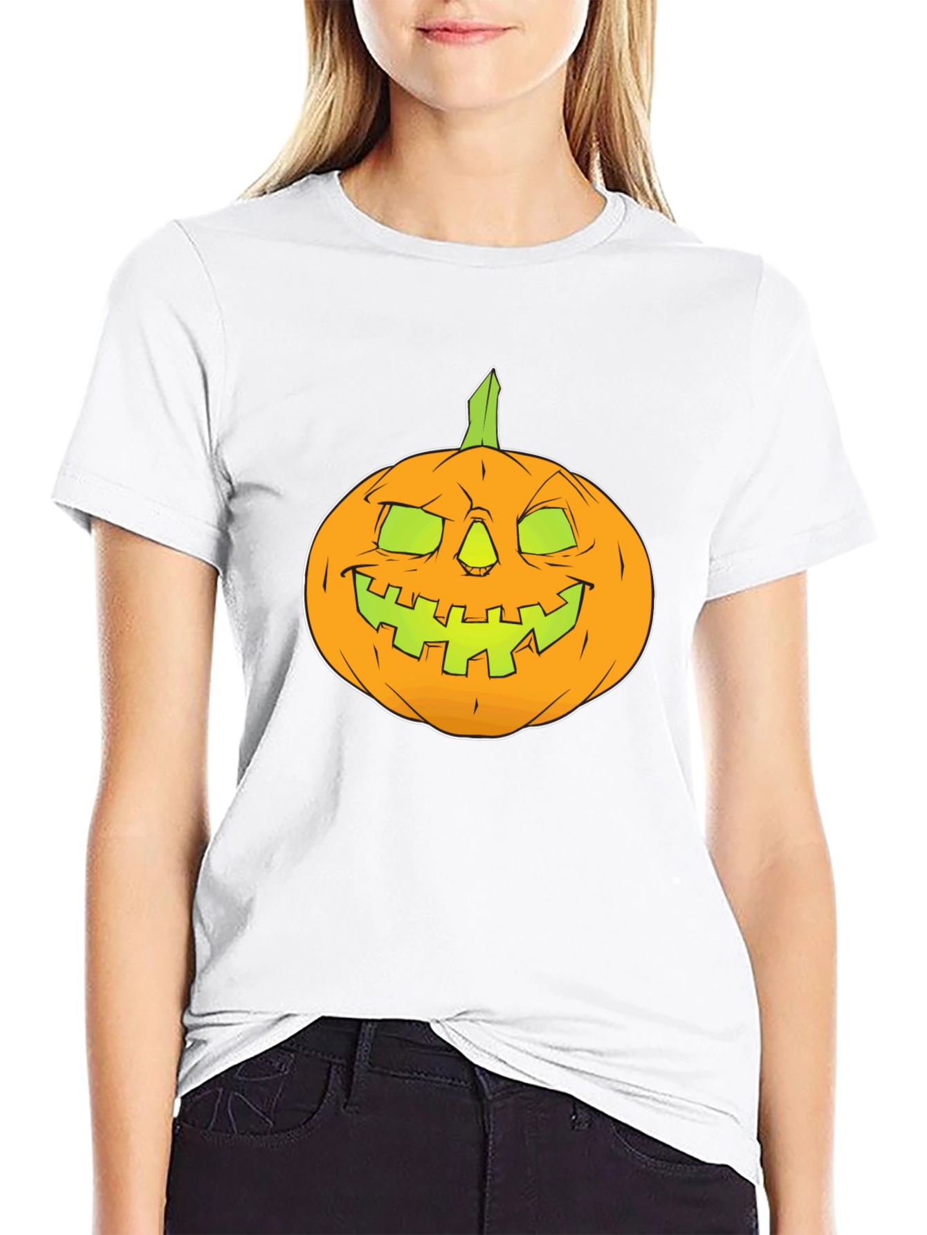 Halloween Pumpkin Graphic Tee - Black