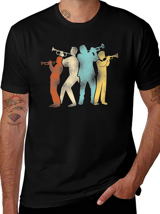 Vintage Trumpet Players T-Shirt - Retro Band Design