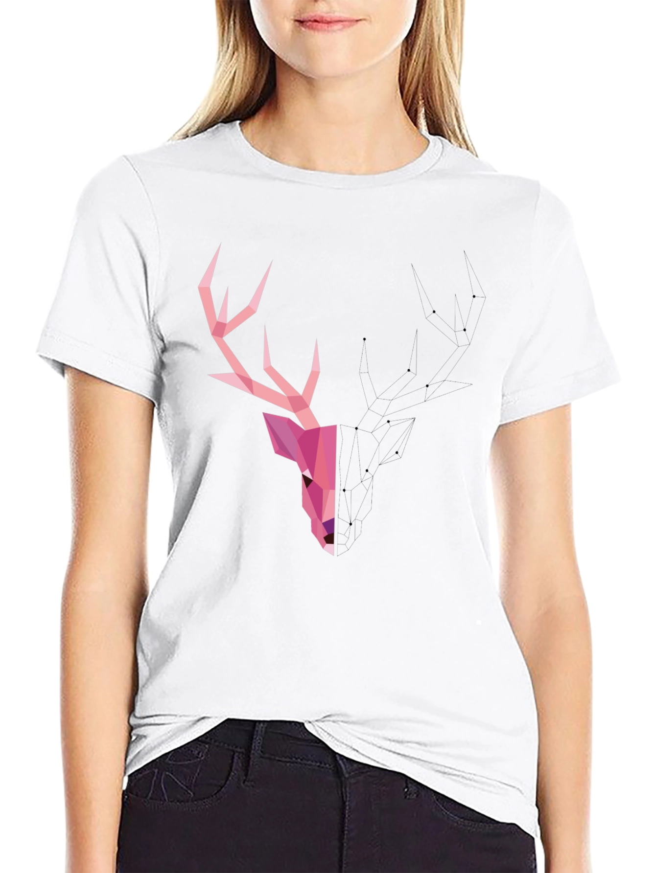 Geometric Deer T-Shirt - Modern Graphic Tee