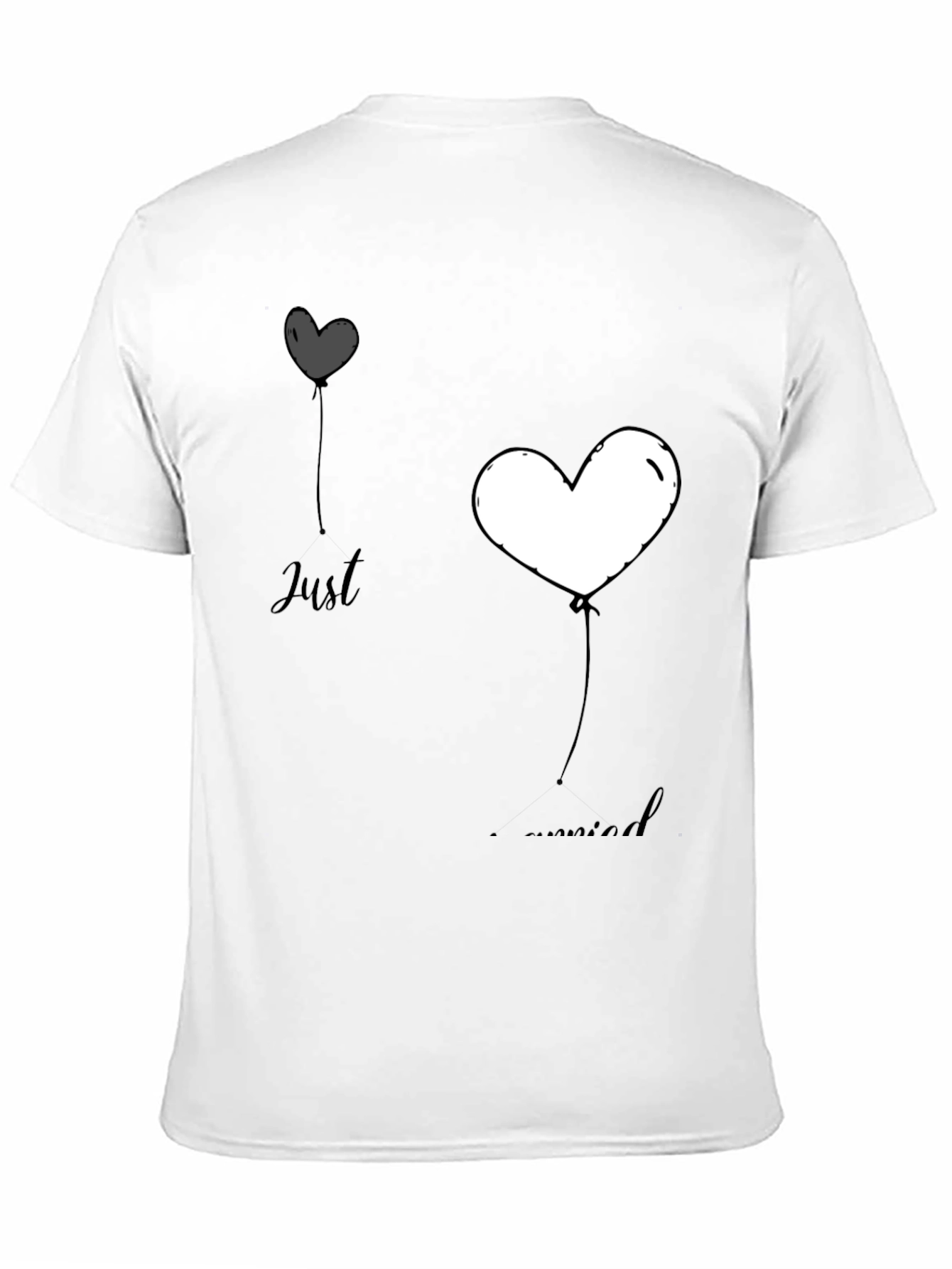 Just Married Heart Balloons Graphic Tee