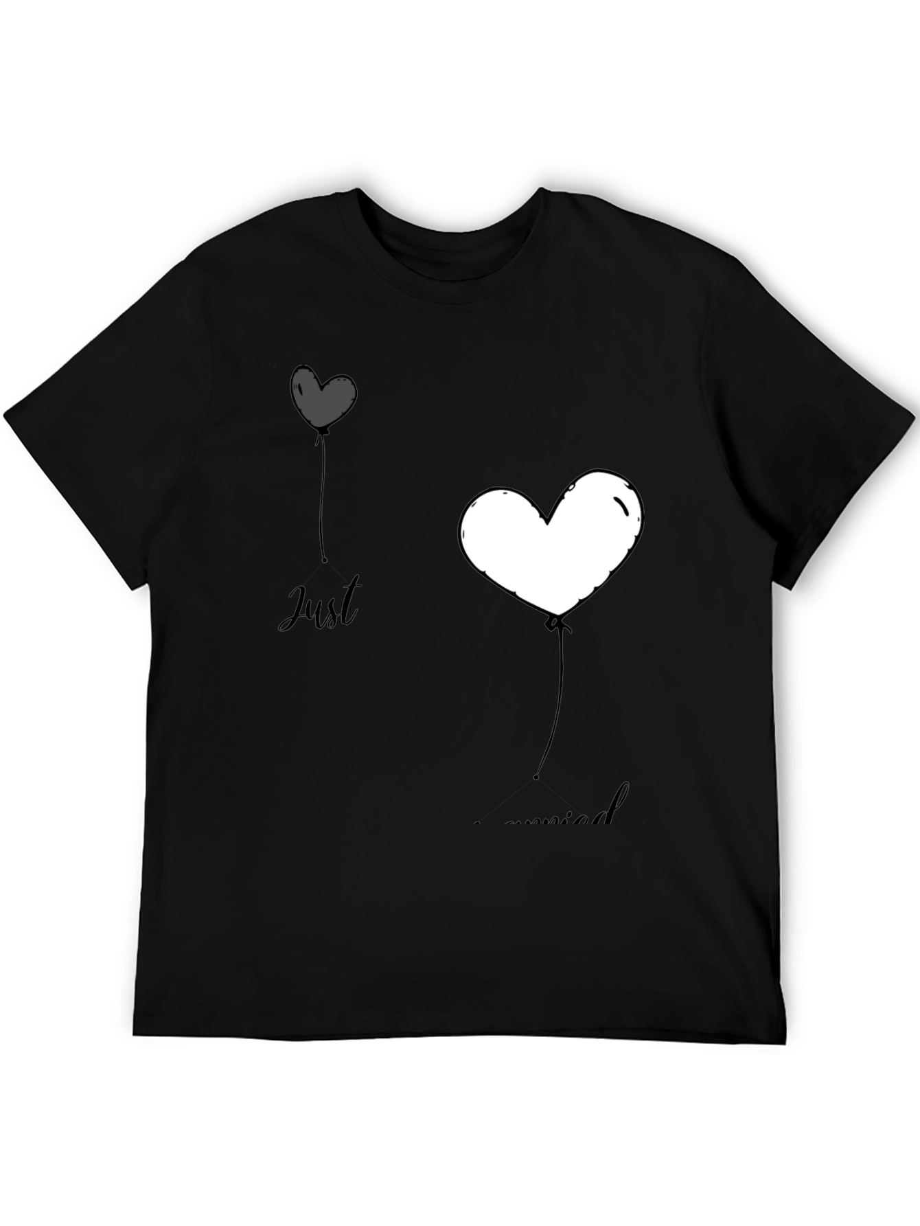 Just Married Heart Balloons Graphic Tee