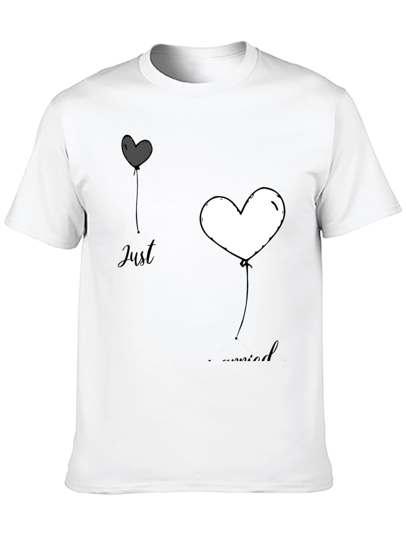 Just Married Heart Balloons Graphic Tee