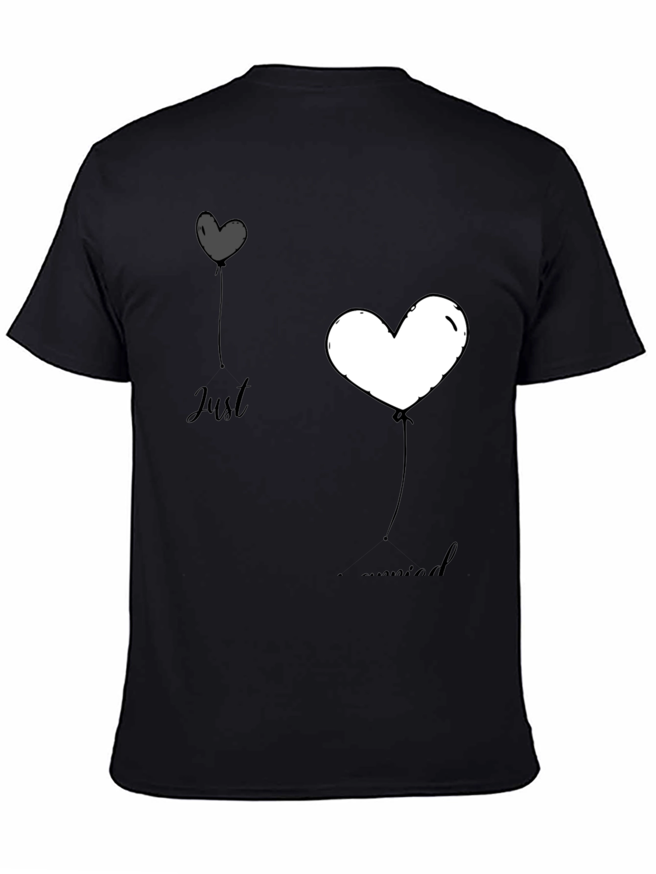 Just Married Heart Balloons Graphic Tee