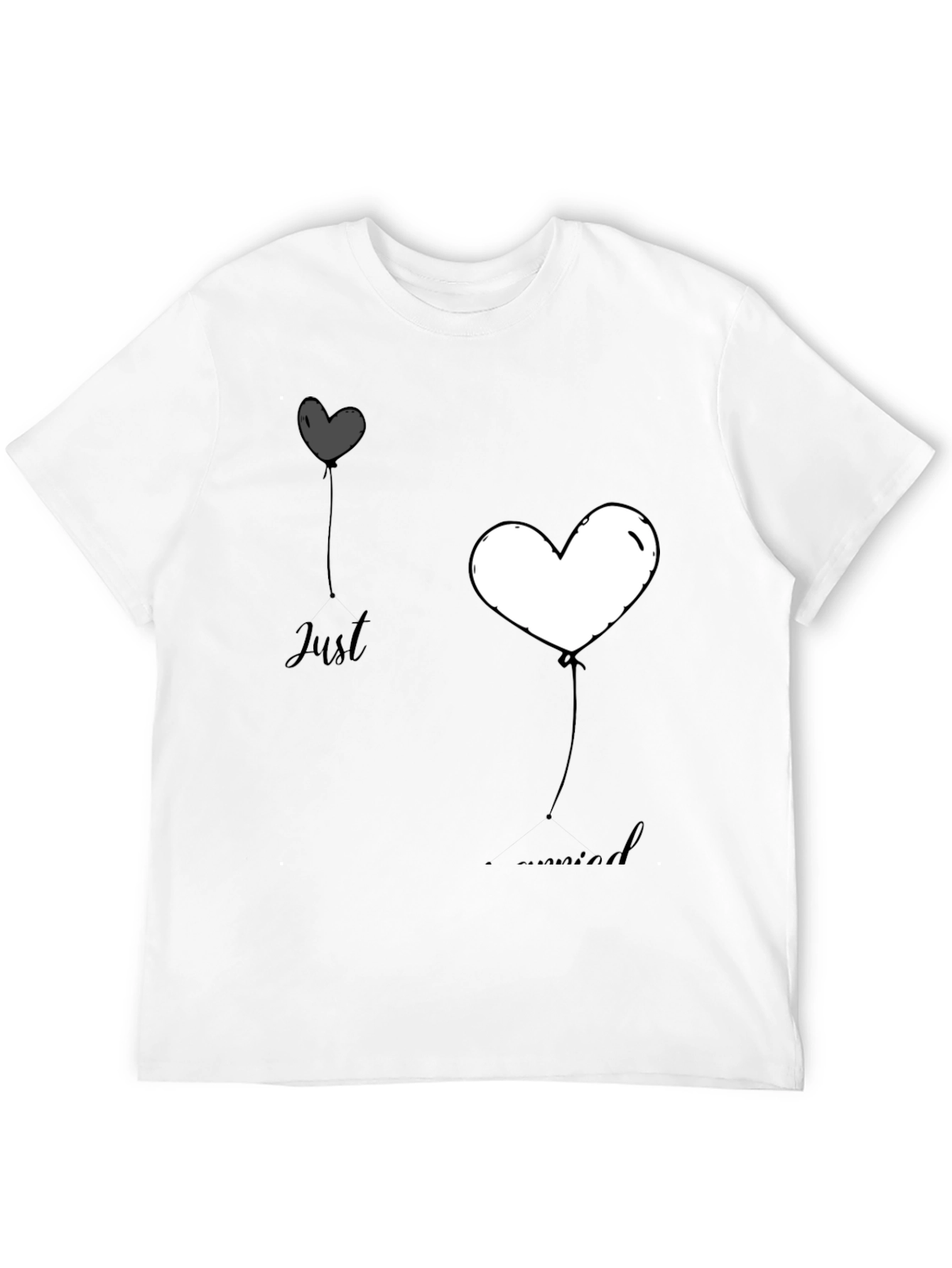 Just Married Heart Balloons Graphic Tee