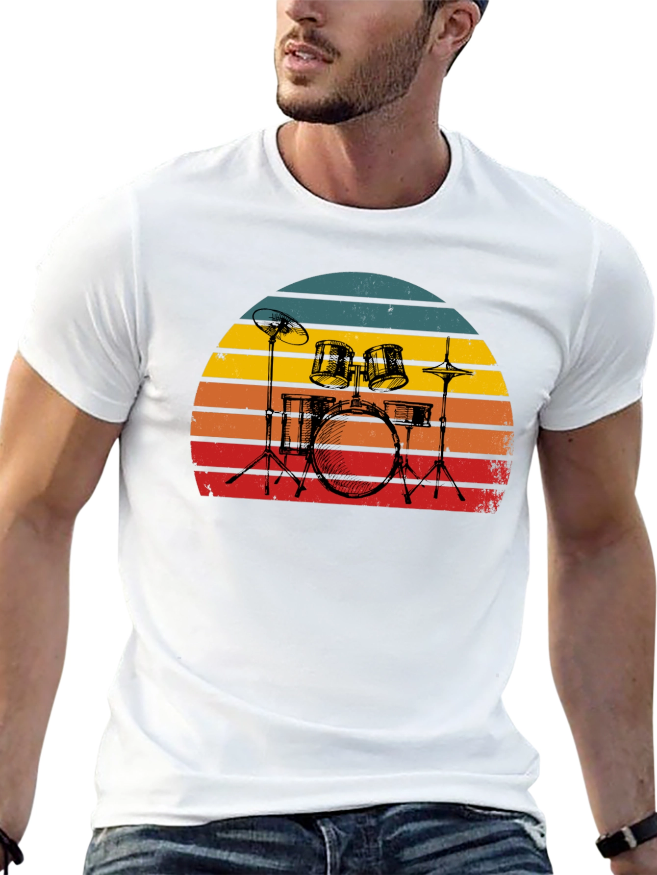 Retro Drum Set Graphic Tee