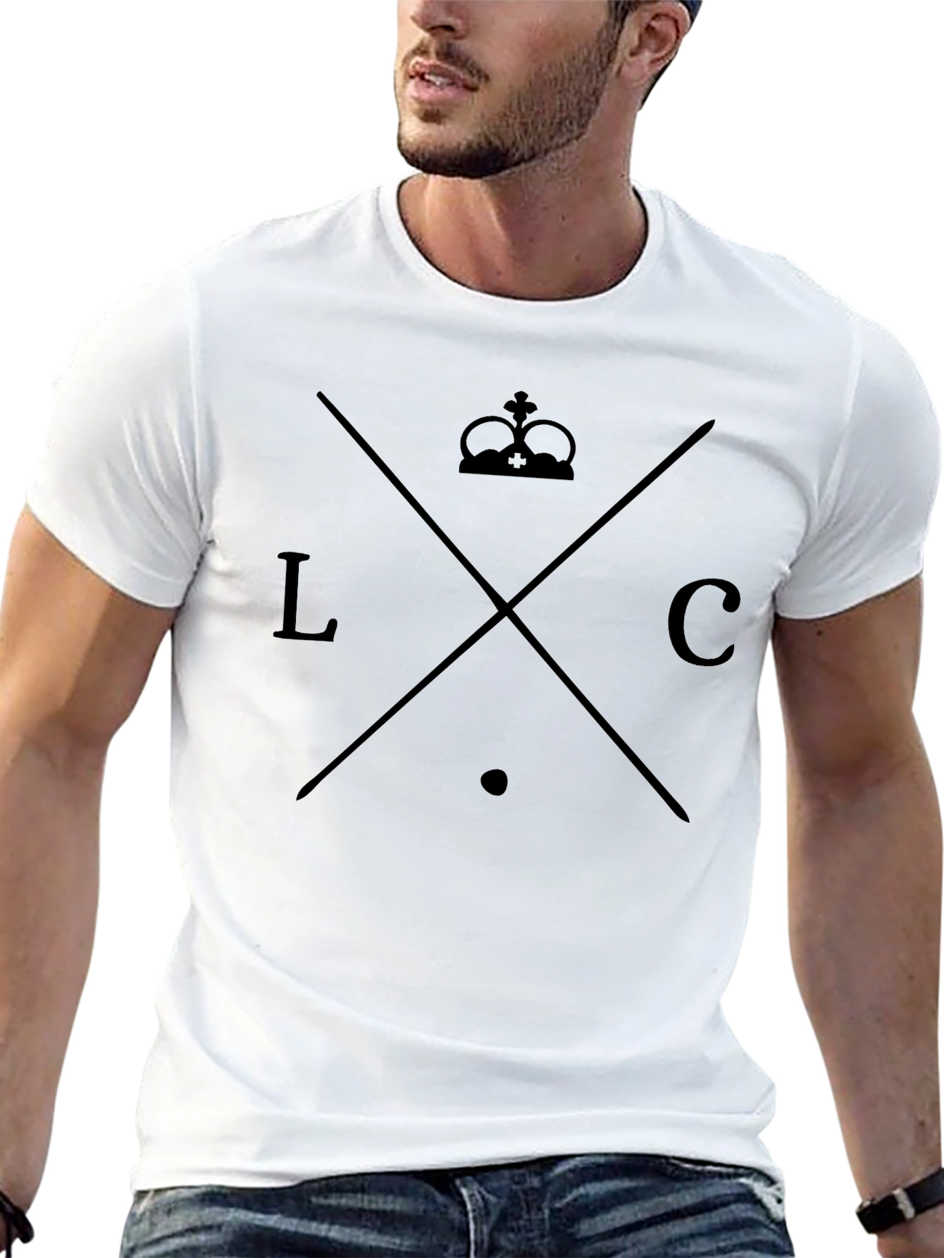 Mens Black Graphic Tee - Crown LC Design