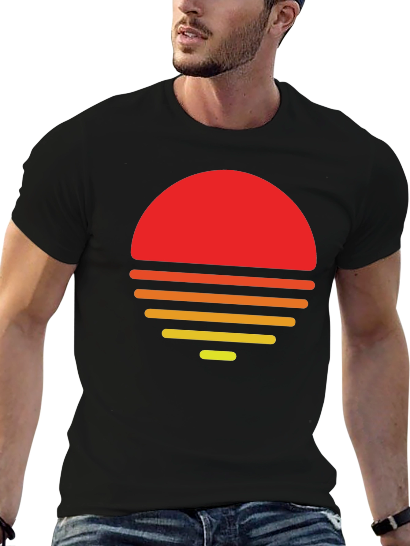 Retro Sunset Graphic T-Shirt - Black