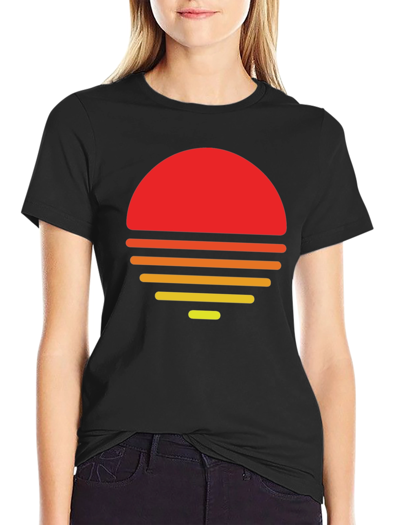Retro Sunset Graphic T-Shirt - Black