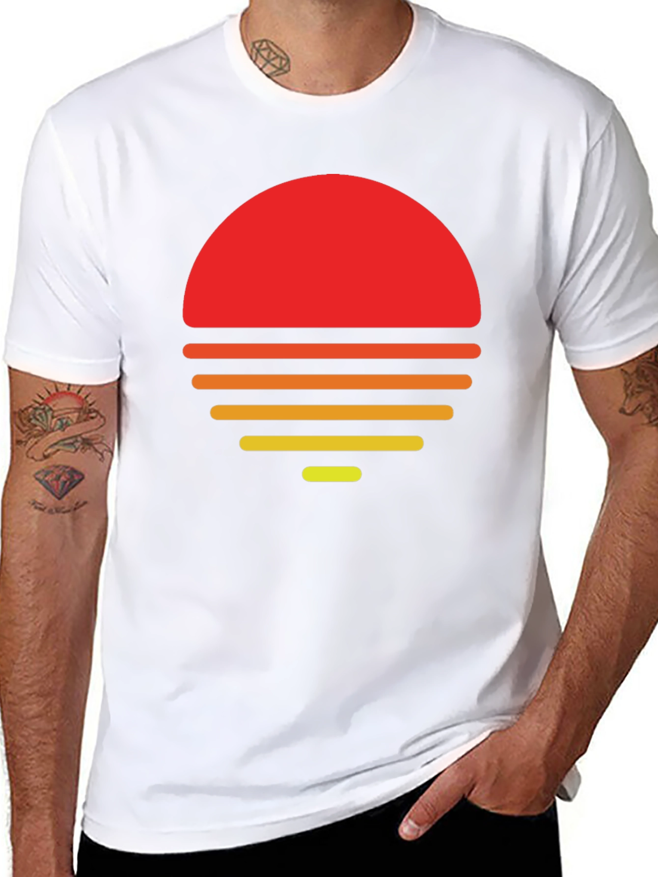 Retro Sunset Graphic T-Shirt - Black