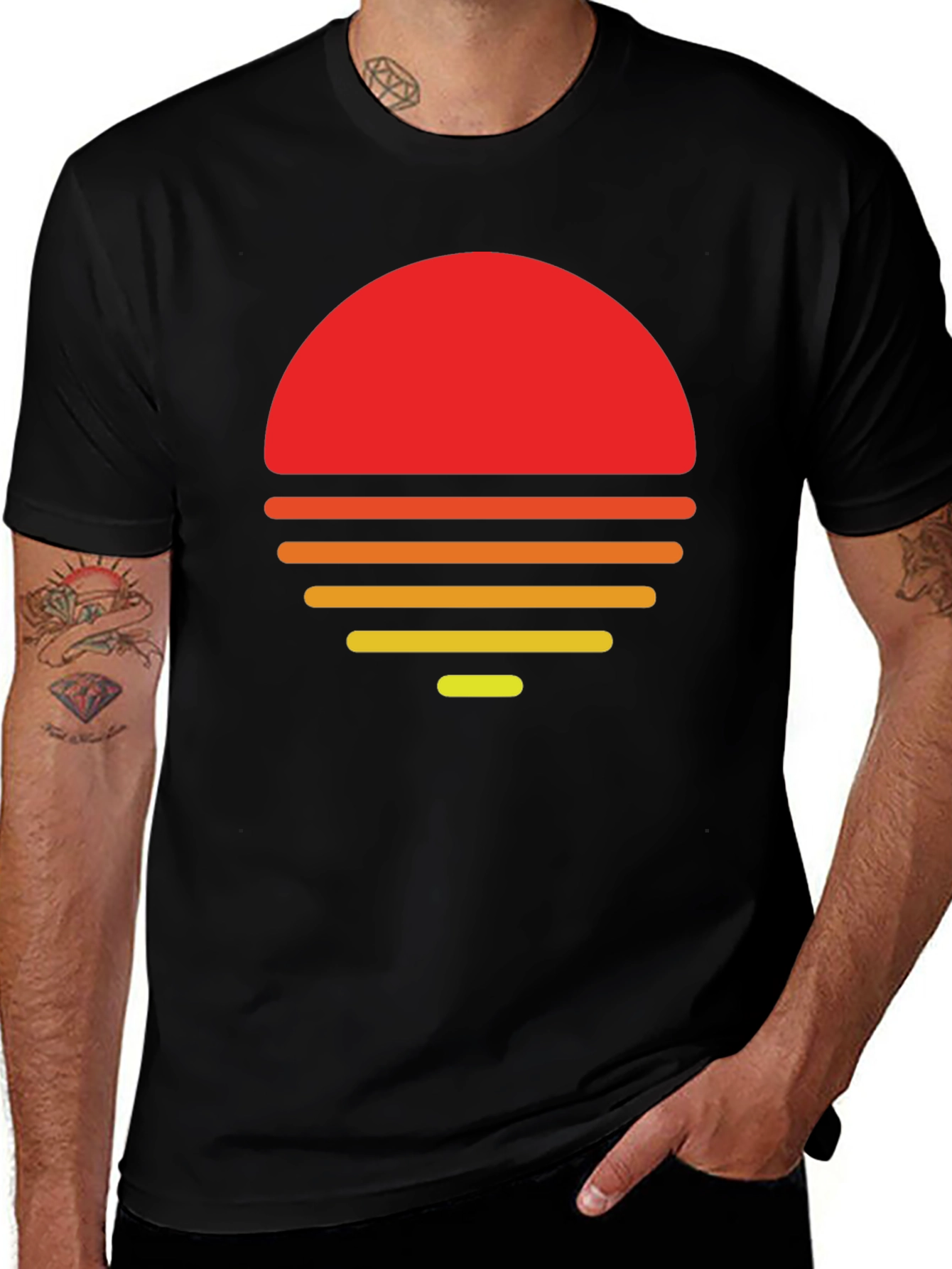 Retro Sunset Graphic T-Shirt - Black