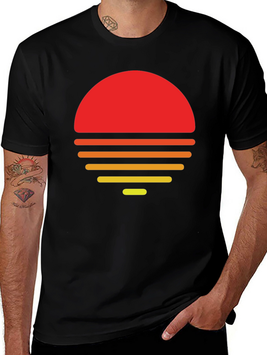 Retro Sunset Graphic T-Shirt - Black