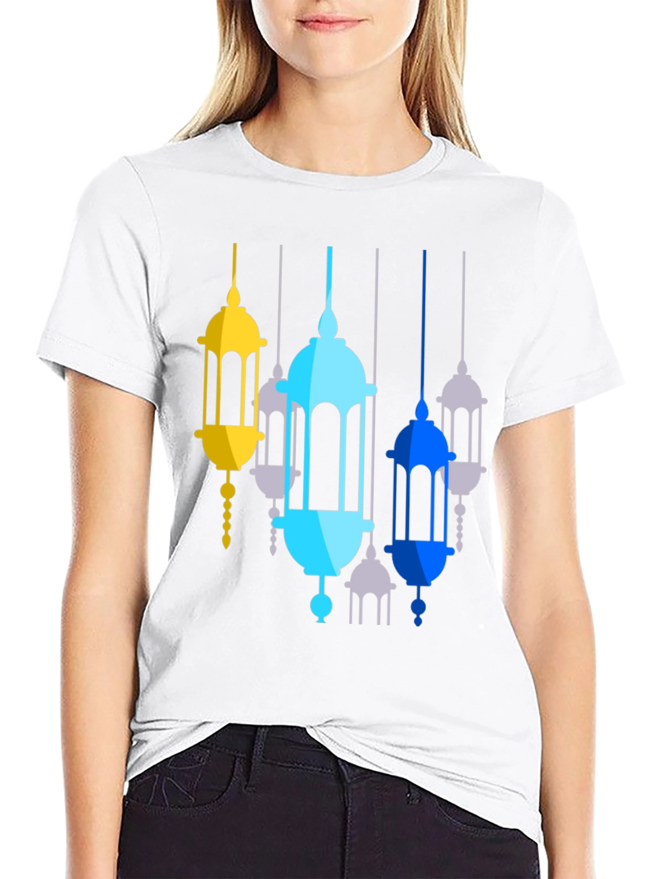 Lantern Graphic Print Black T-Shirt
