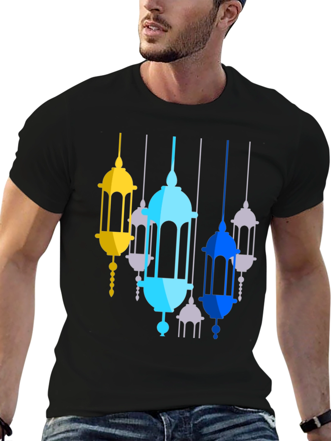 Lantern Graphic Print Black T-Shirt