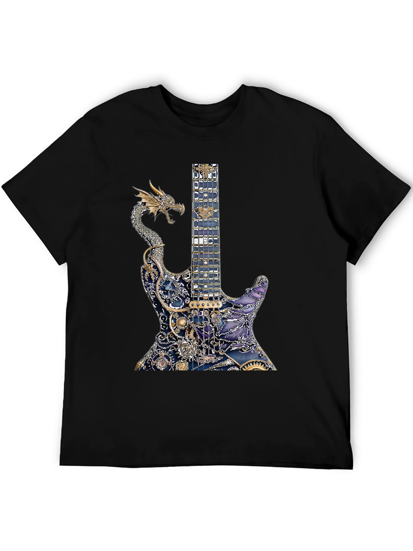 Dragon Guitar Print T-Shirt - Rocker Style
