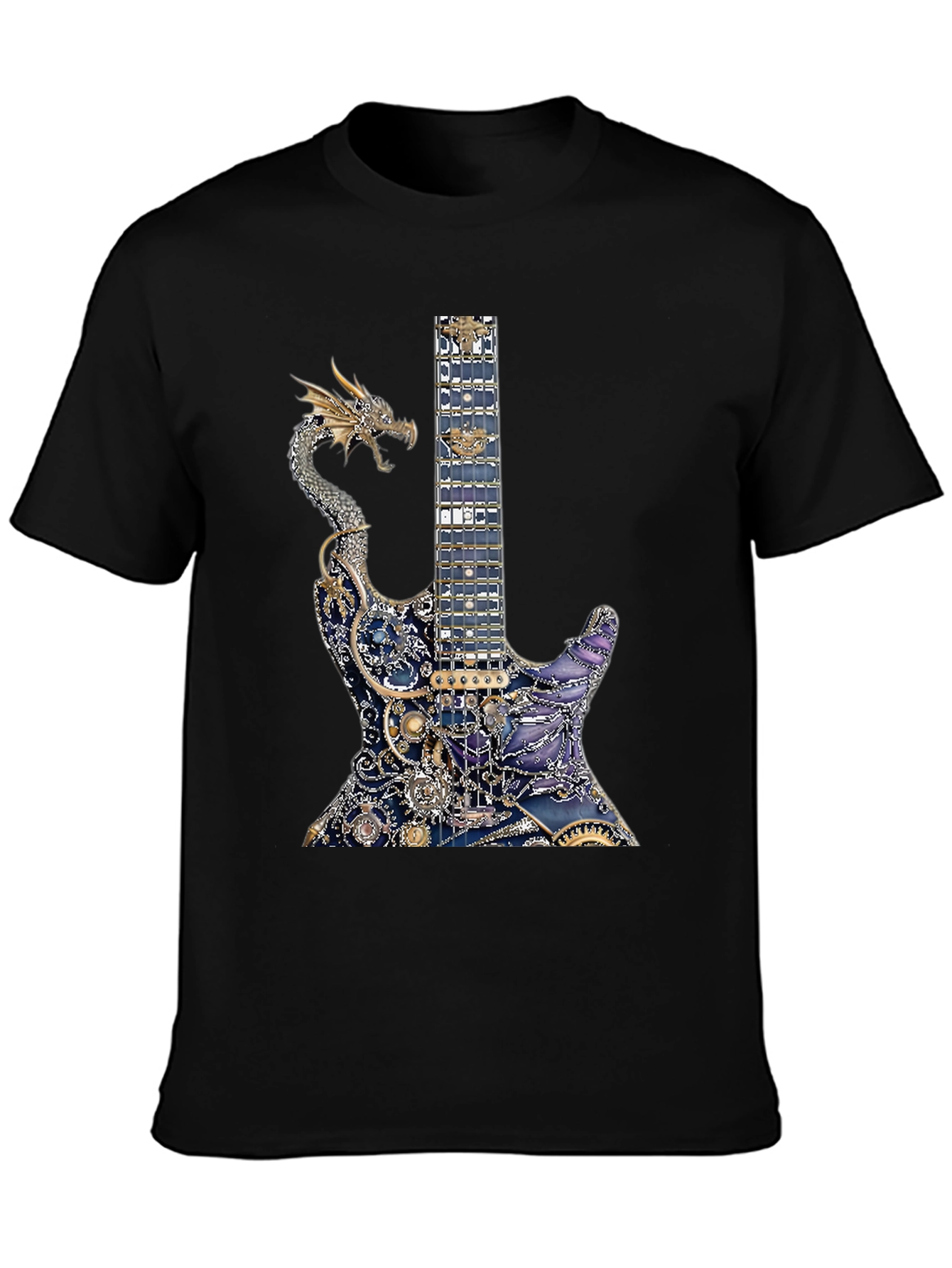 Dragon Guitar Print T-Shirt - Rocker Style