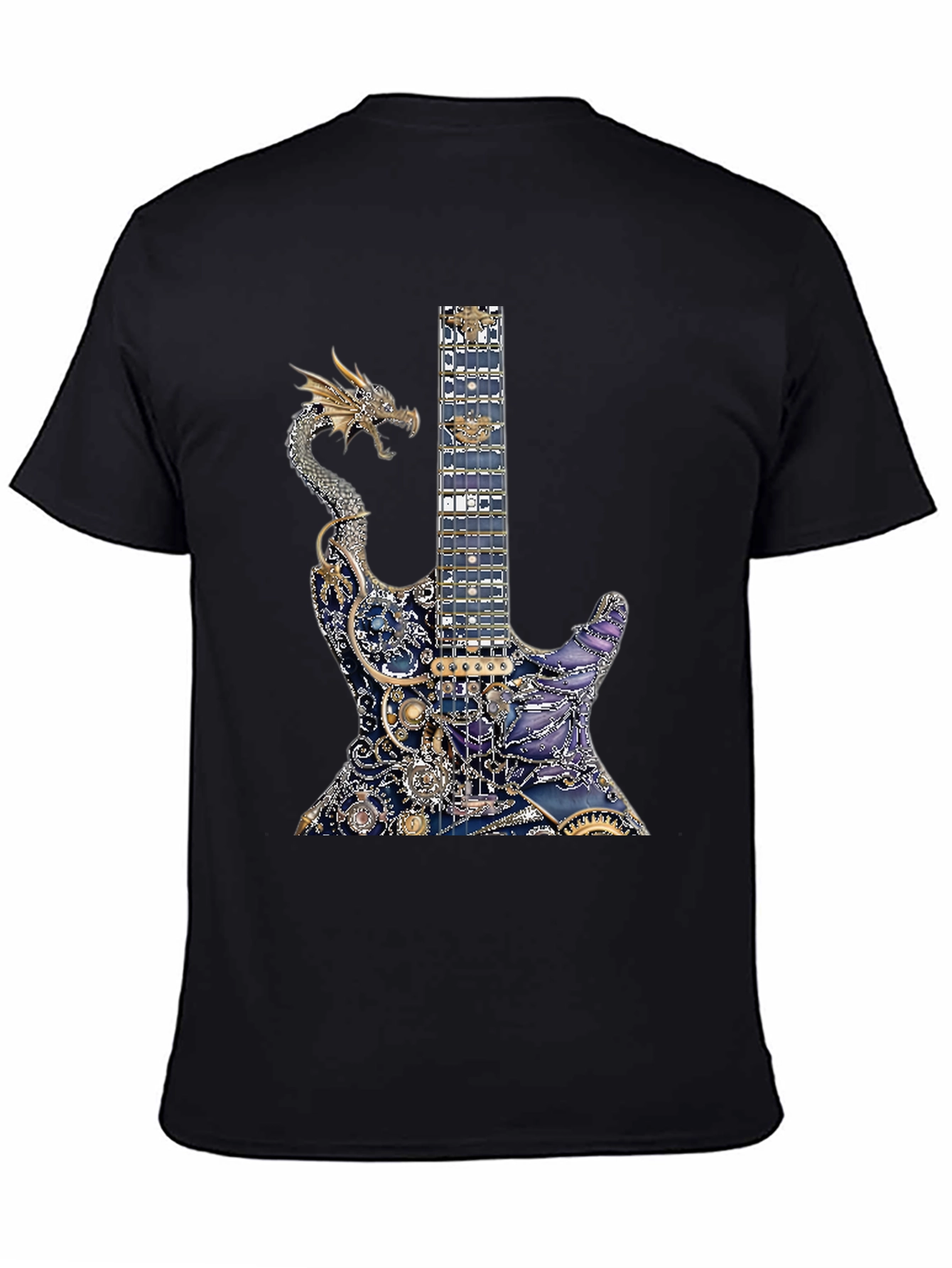 Dragon Guitar Print T-Shirt - Rocker Style
