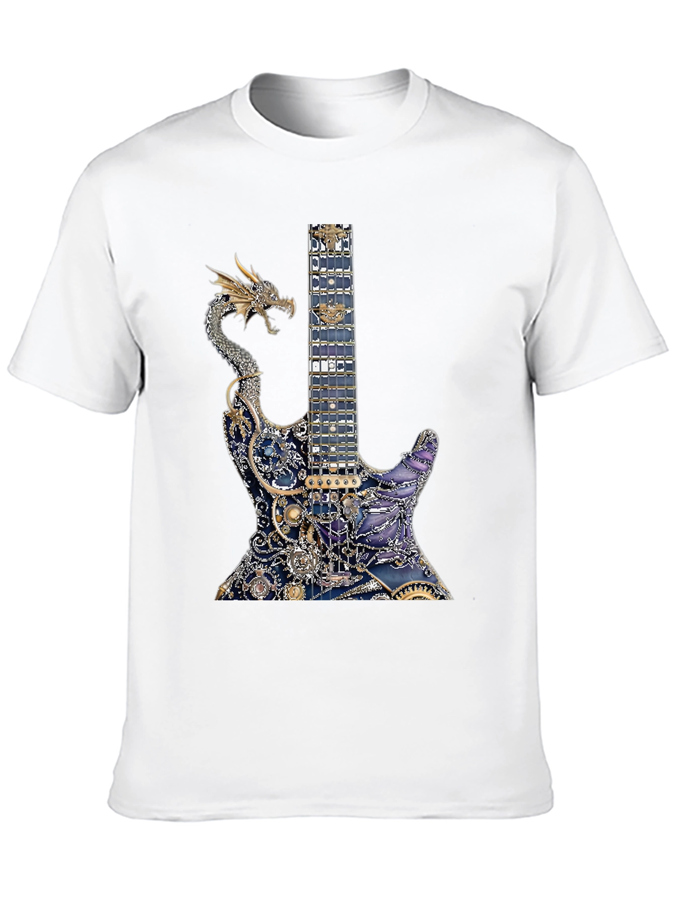 Dragon Guitar Print T-Shirt - Rocker Style