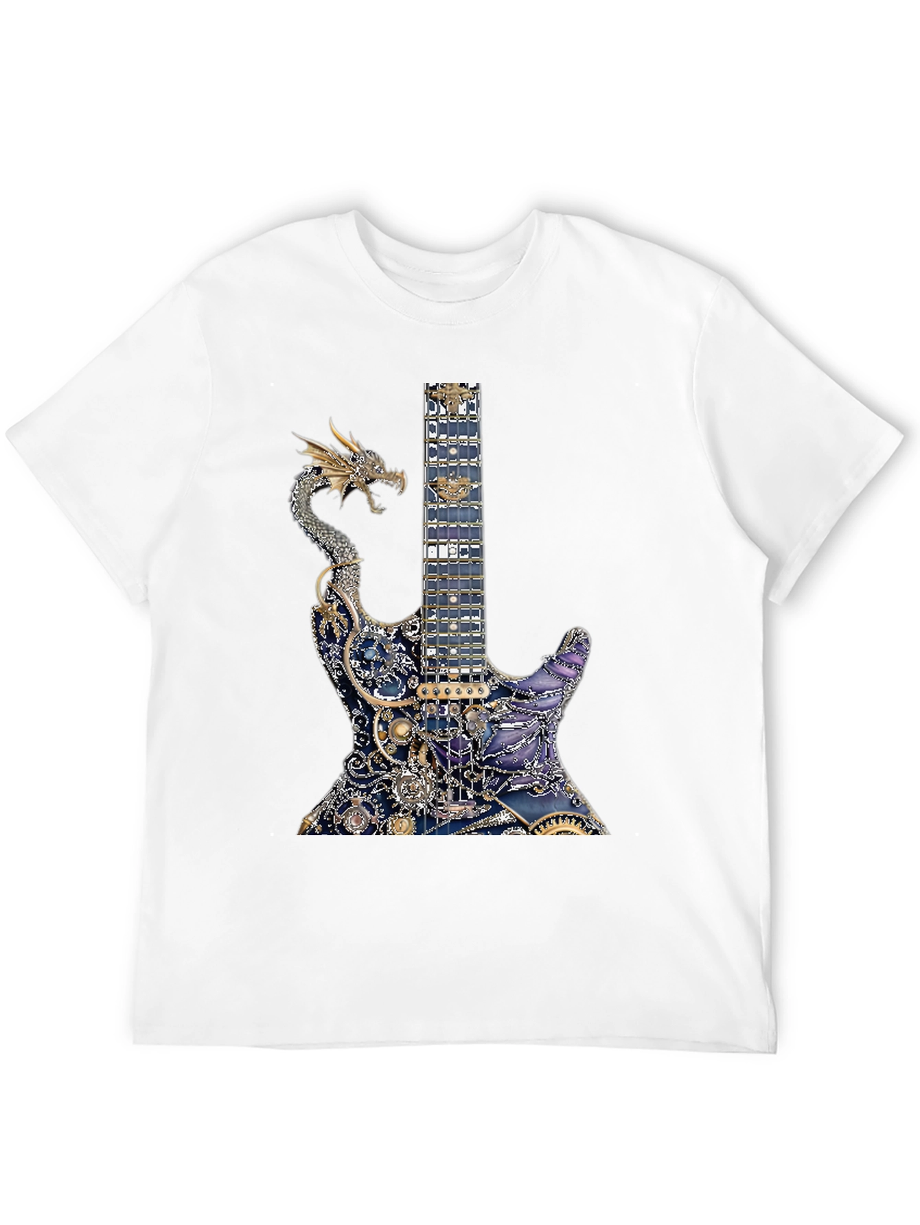 Dragon Guitar Print T-Shirt - Rocker Style