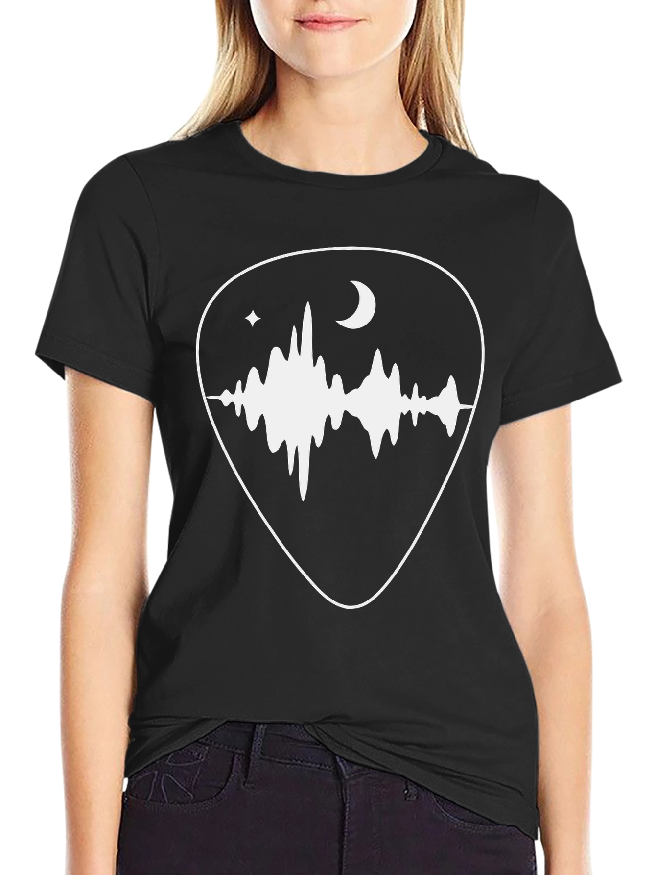Night Soundwave Guitar Pick Graphic Tee