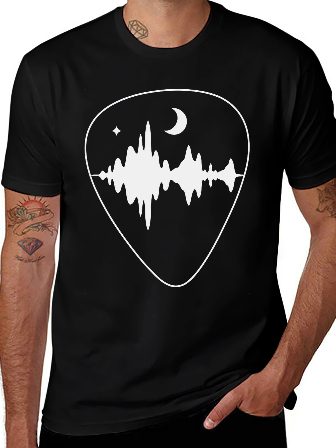Night Soundwave Guitar Pick Graphic Tee