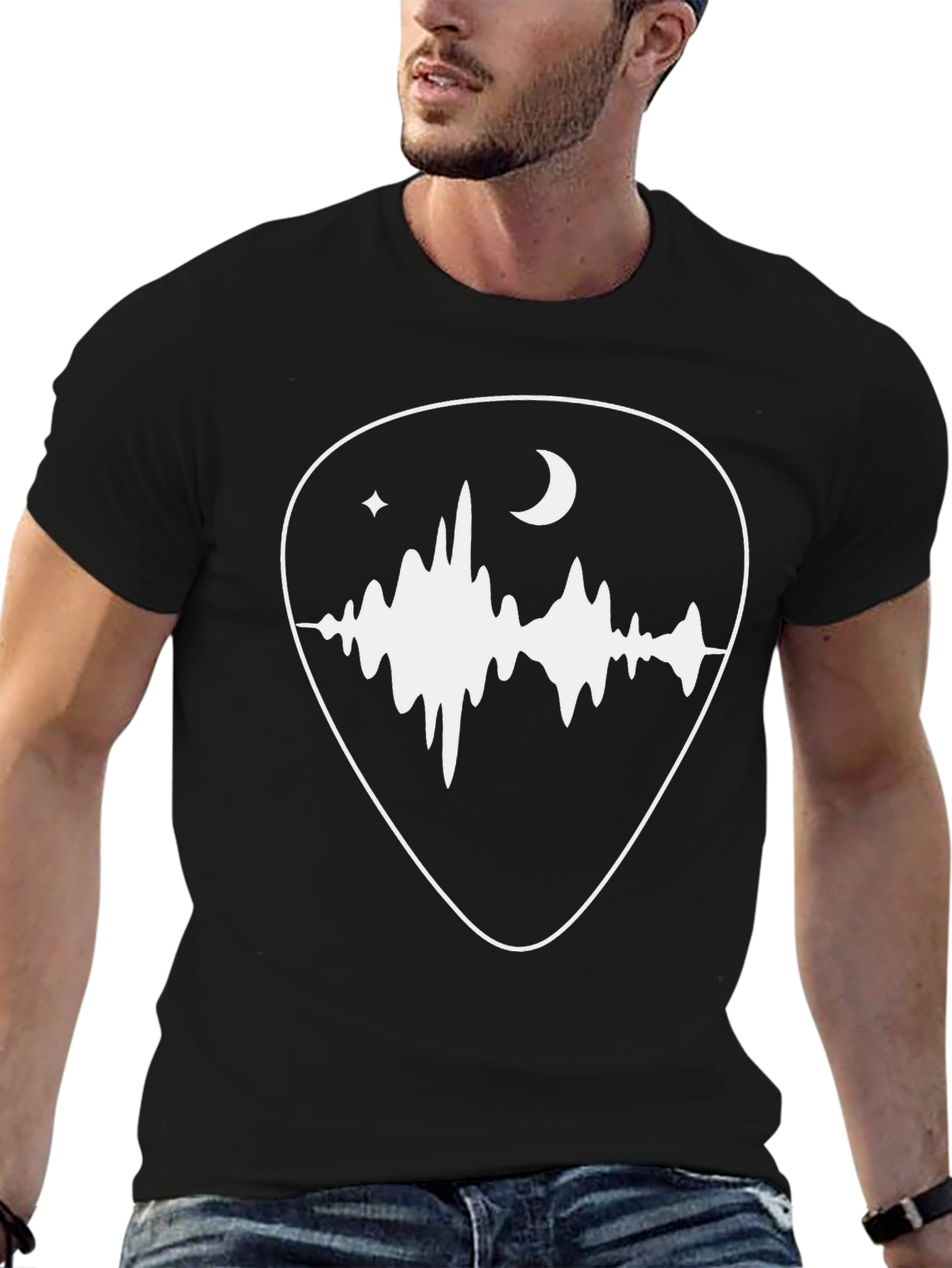 Night Soundwave Guitar Pick Graphic Tee
