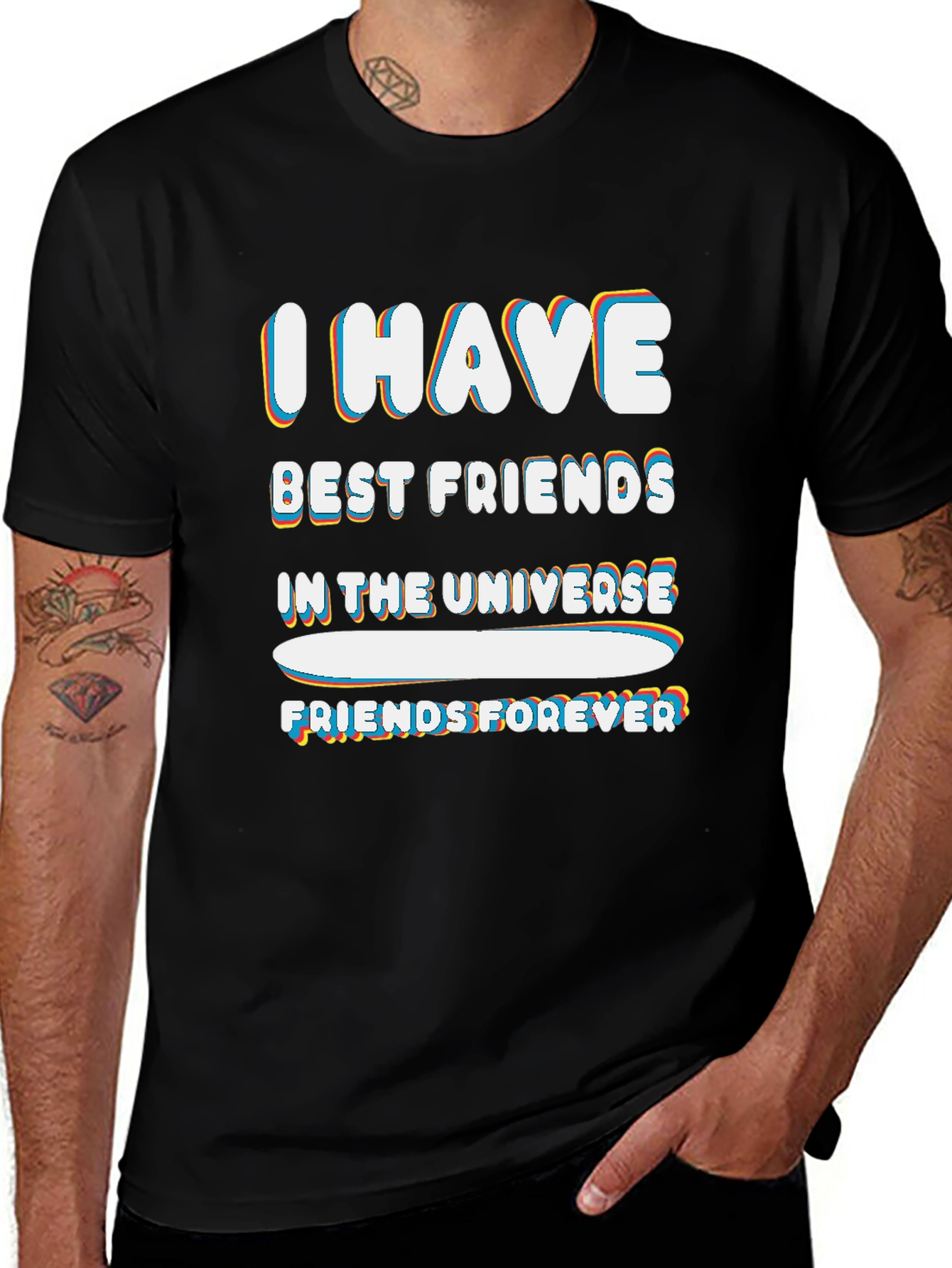 I HAVE BEST FRIENDS IN THE UNIVERSE Black Tee