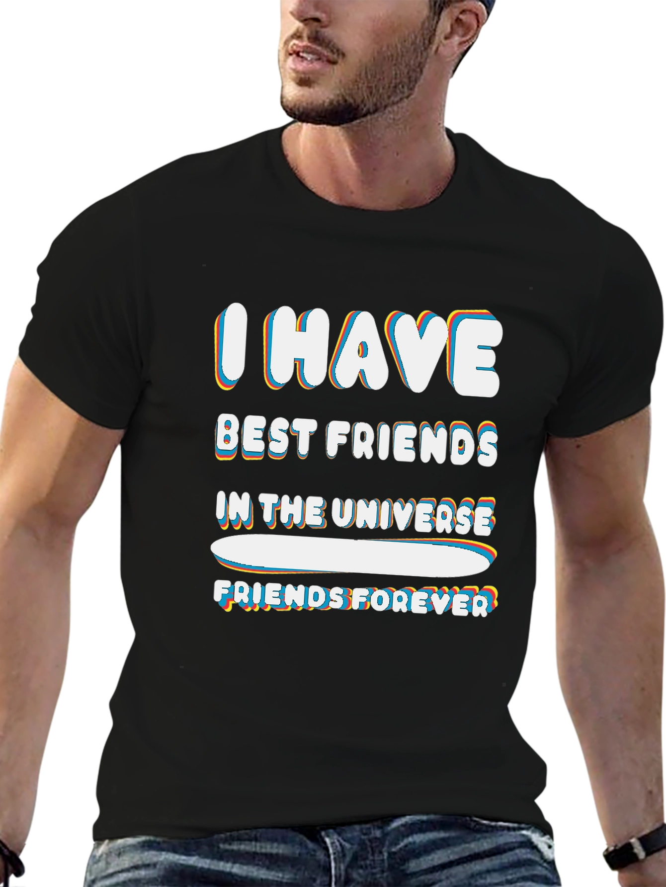 I HAVE BEST FRIENDS IN THE UNIVERSE Black Tee