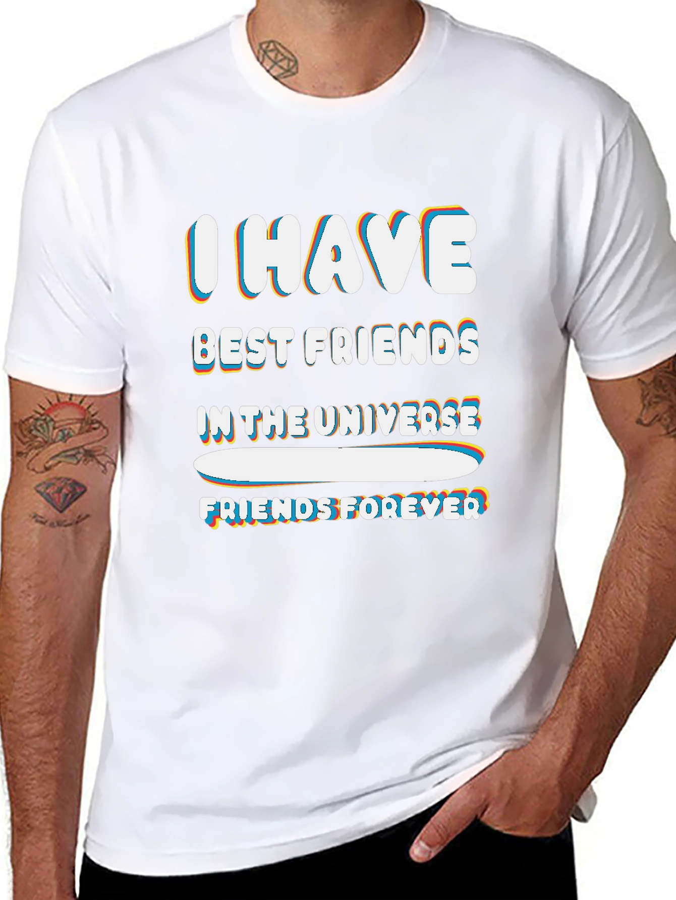 I HAVE BEST FRIENDS IN THE UNIVERSE Black Tee