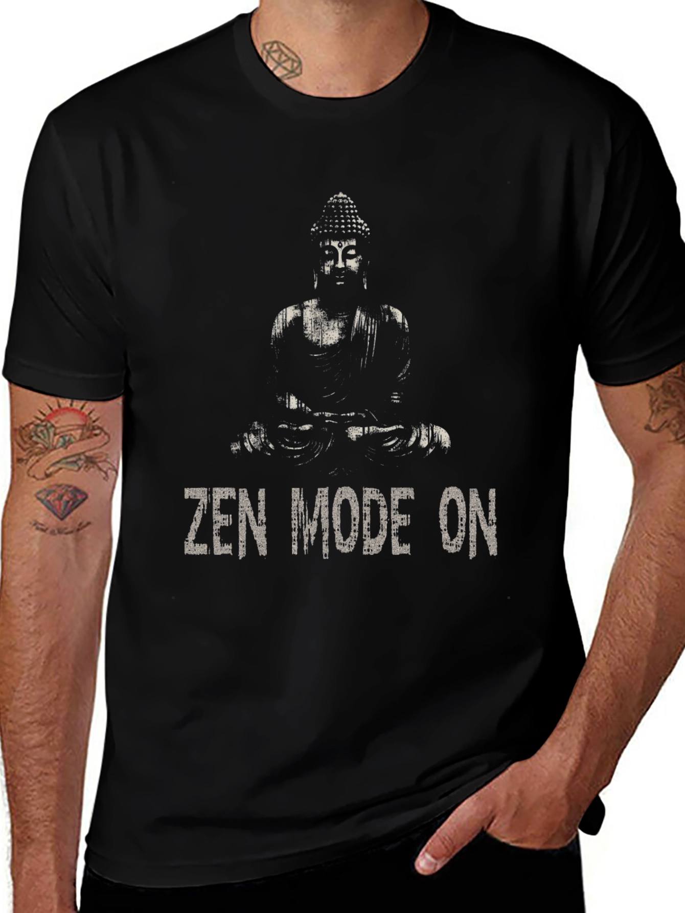 Zen Mode On Buddha Graphic T-Shirt - Relaxed Fit