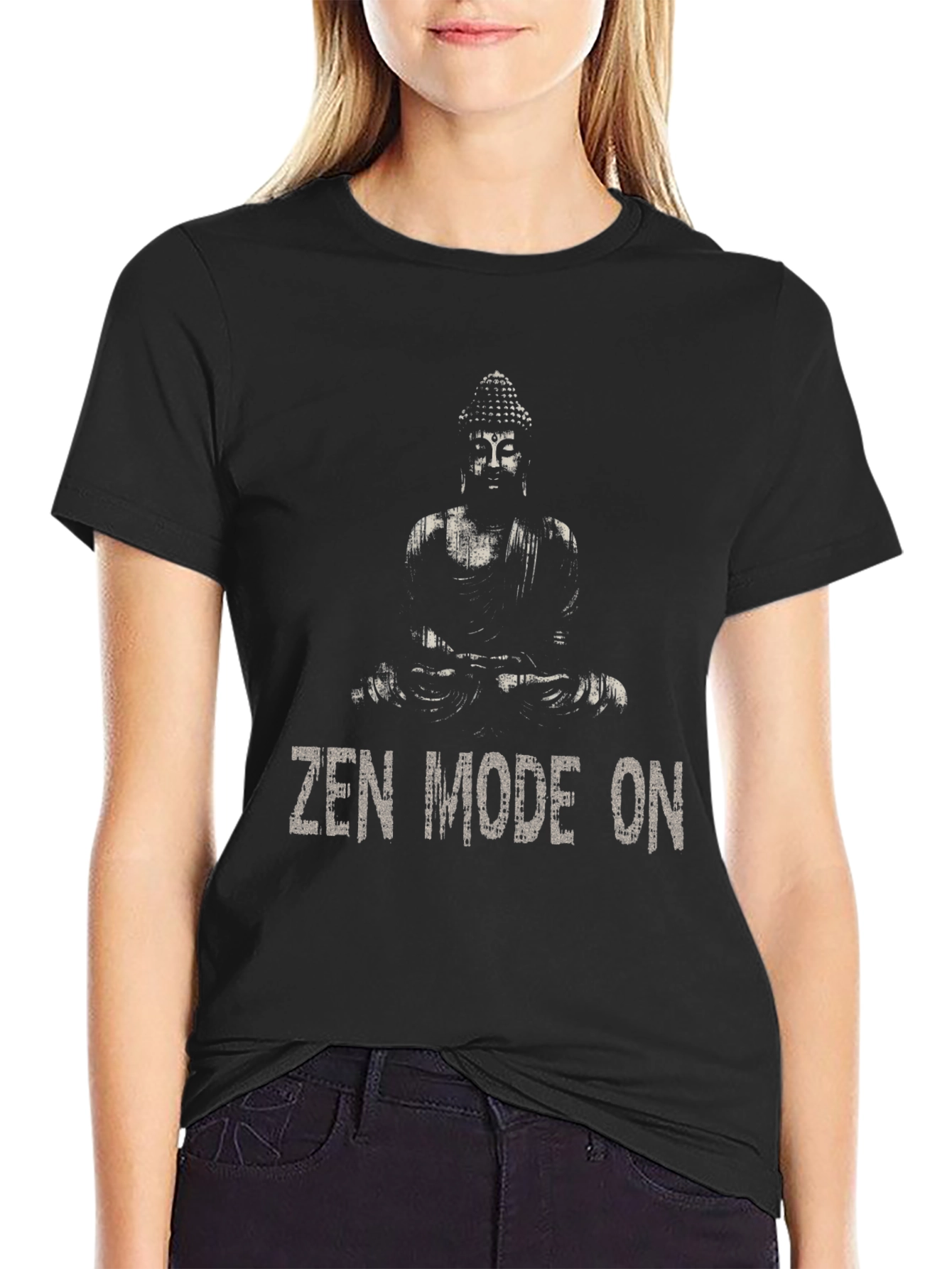 Zen Mode On Buddha Graphic T-Shirt - Relaxed Fit