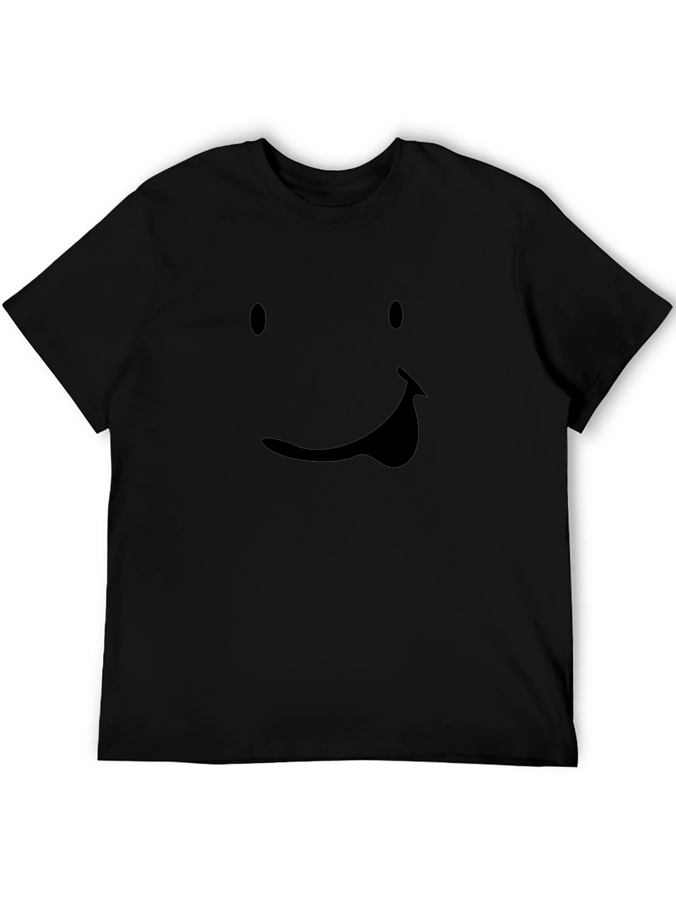 Smiley Face Graphic Tee - Black Casual T-Shirt