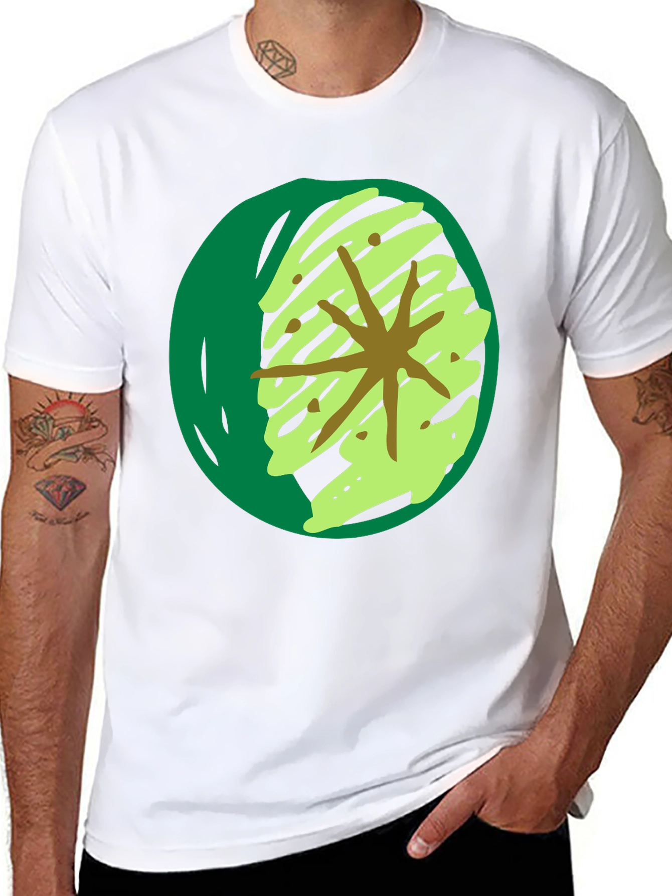 Abstract Green Star Graphic T-Shirt