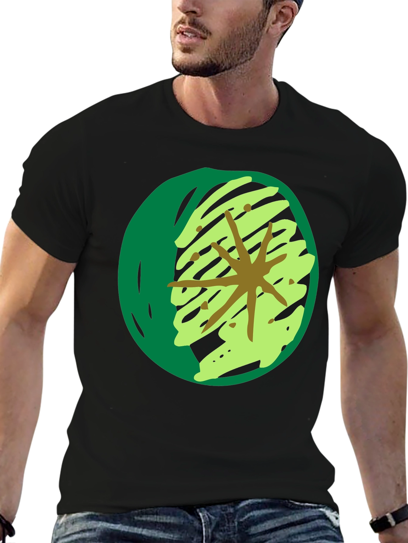 Abstract Green Star Graphic T-Shirt