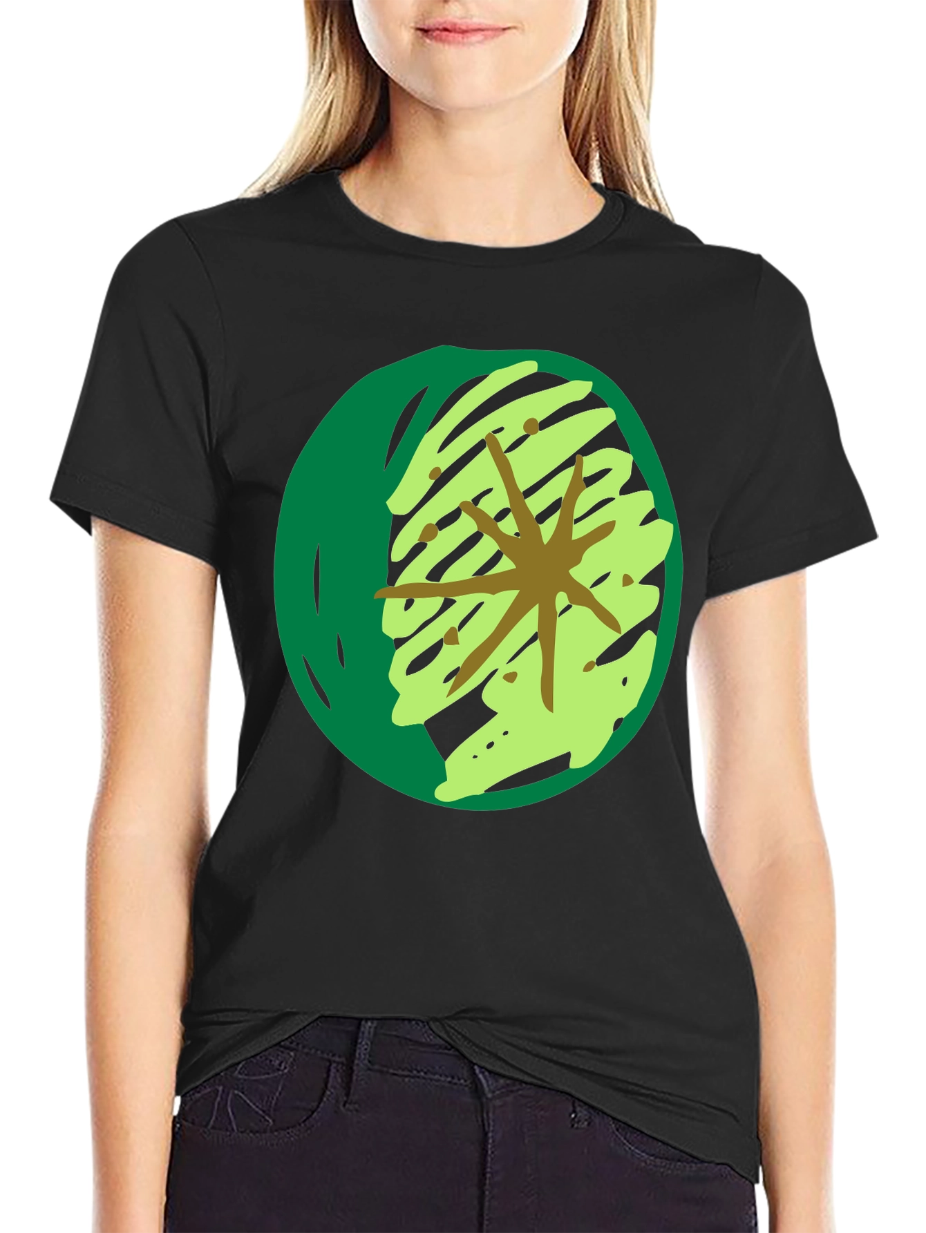 Abstract Green Star Graphic T-Shirt