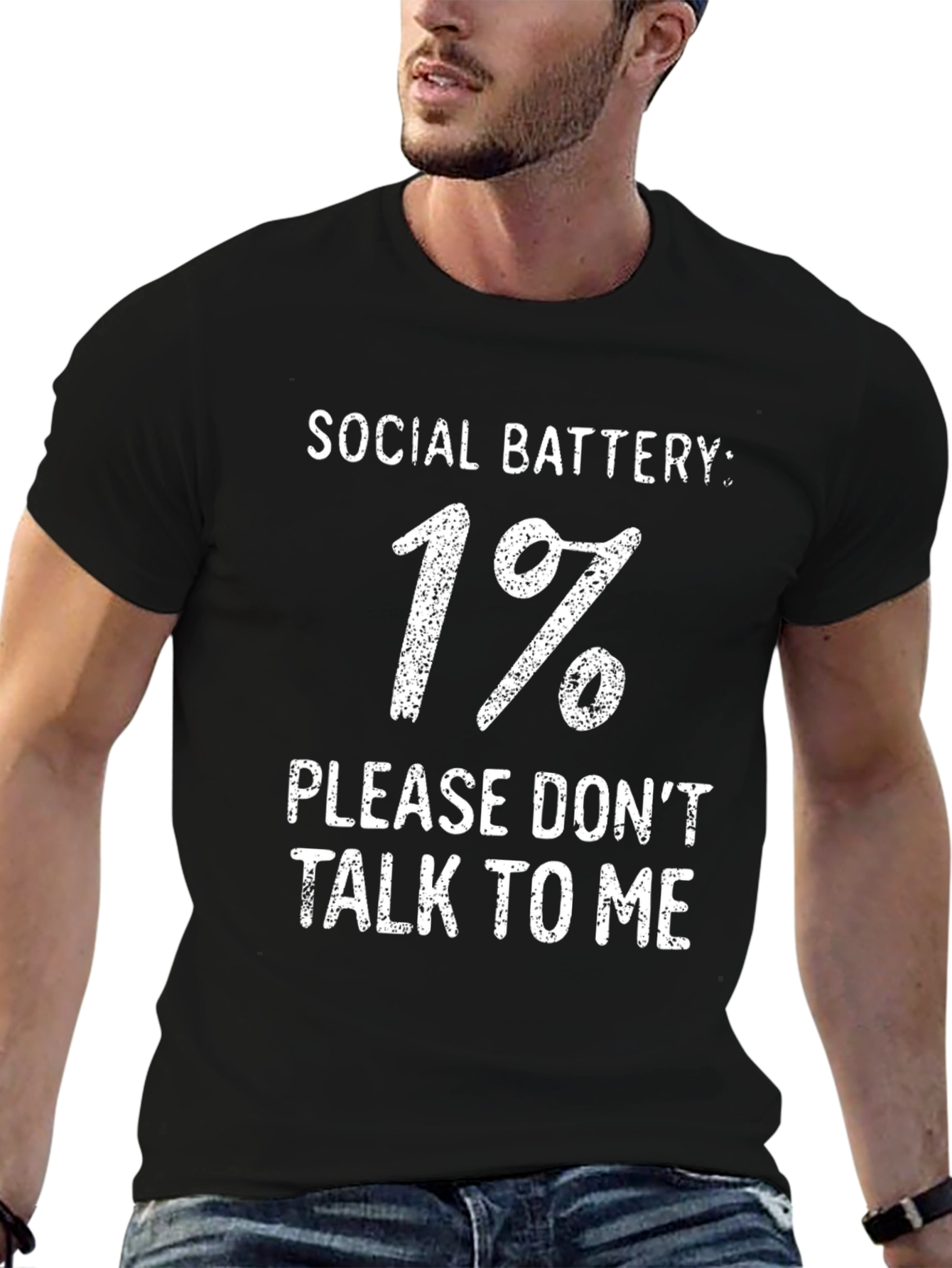 Social Battery 1% T-Shirt - Introvert Humor Tee