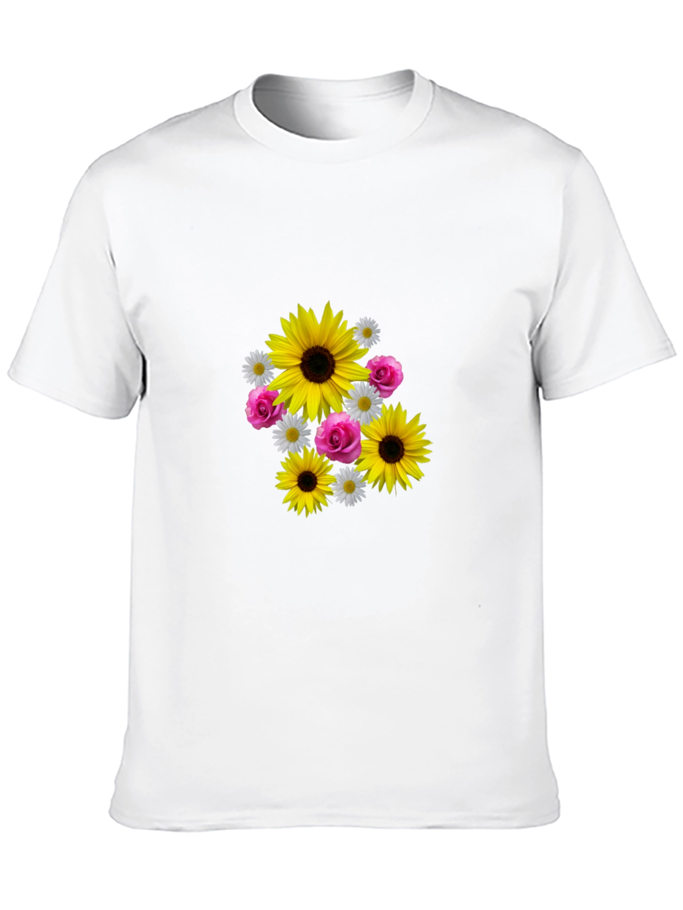 Sunflower Floral Graphic Tee - Casual Black T-Shirt