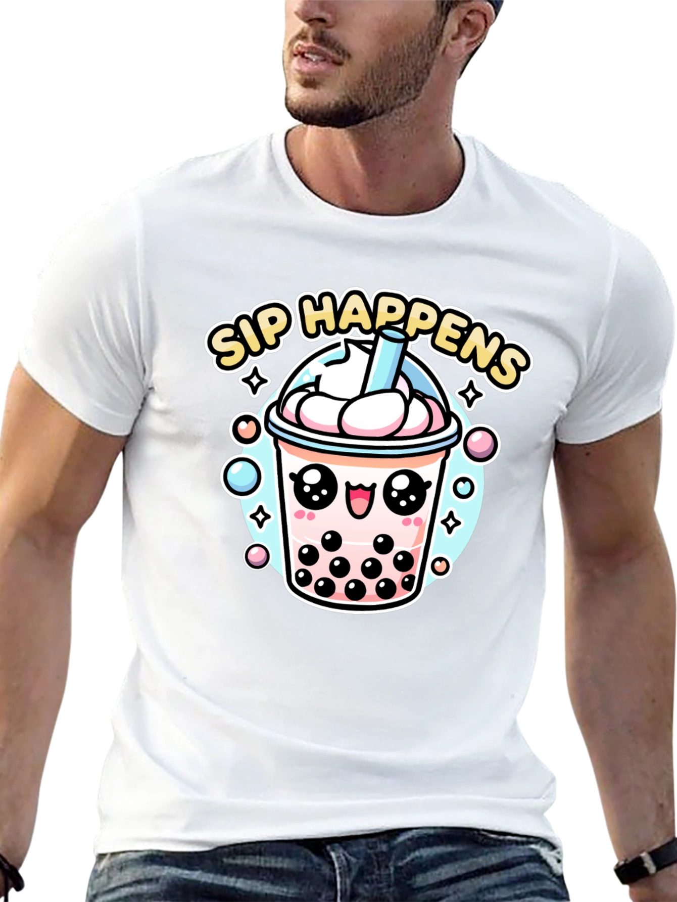 Sip Happens Bubble Tea Graphic T-Shirt
