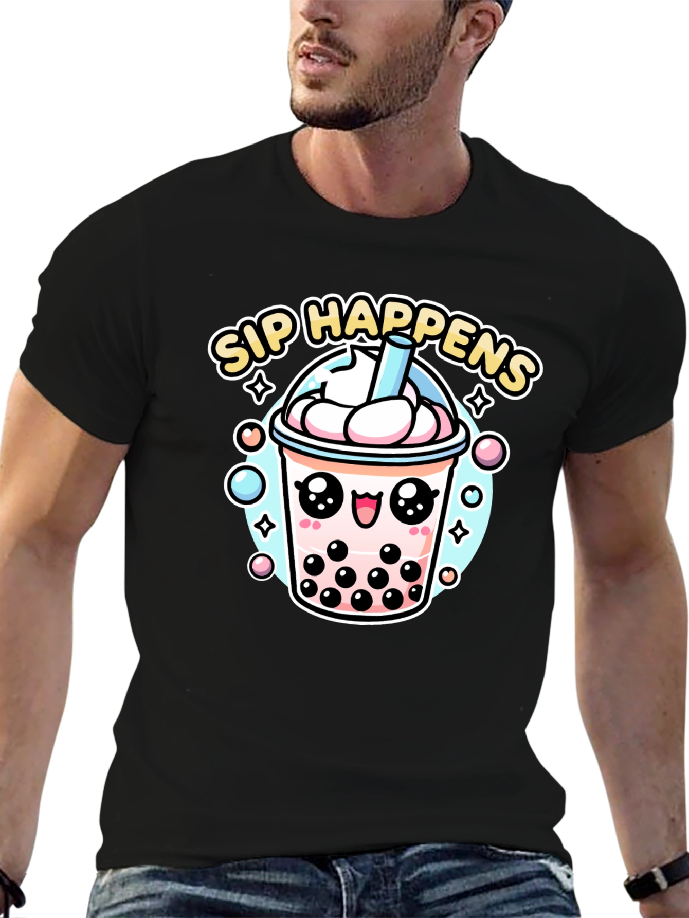 Sip Happens Bubble Tea Graphic T-Shirt