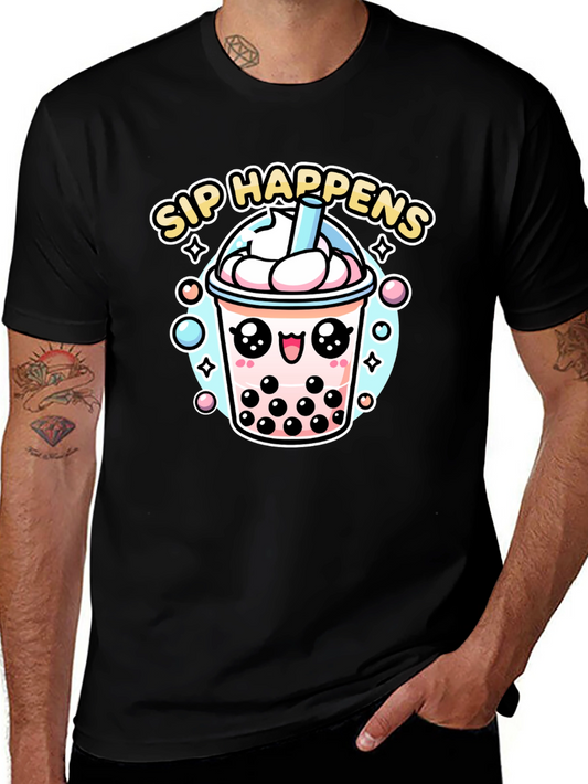 Sip Happens Bubble Tea Graphic T-Shirt