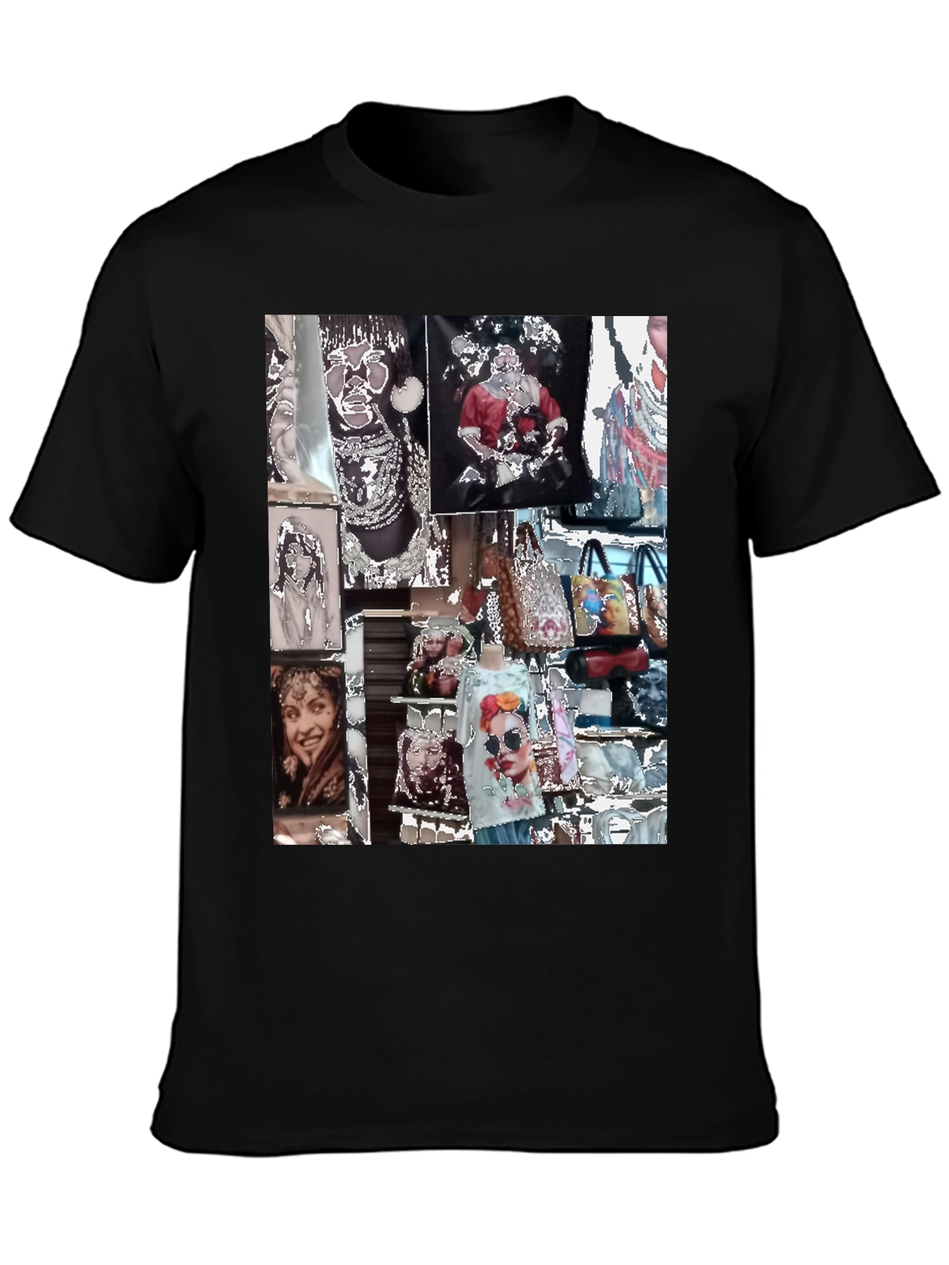 Artistic Collage Graphic Black T-Shirt