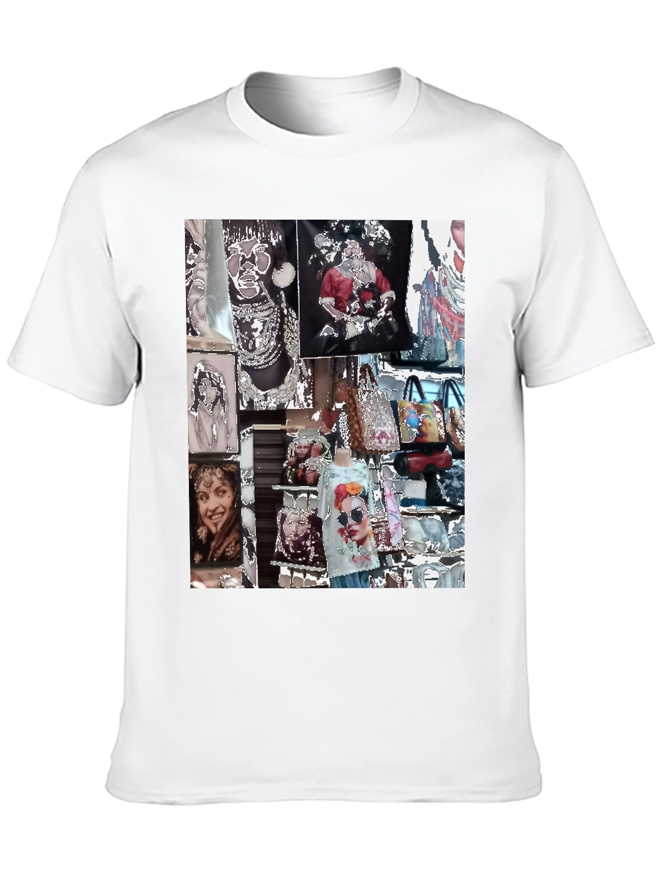 Artistic Collage Graphic Black T-Shirt
