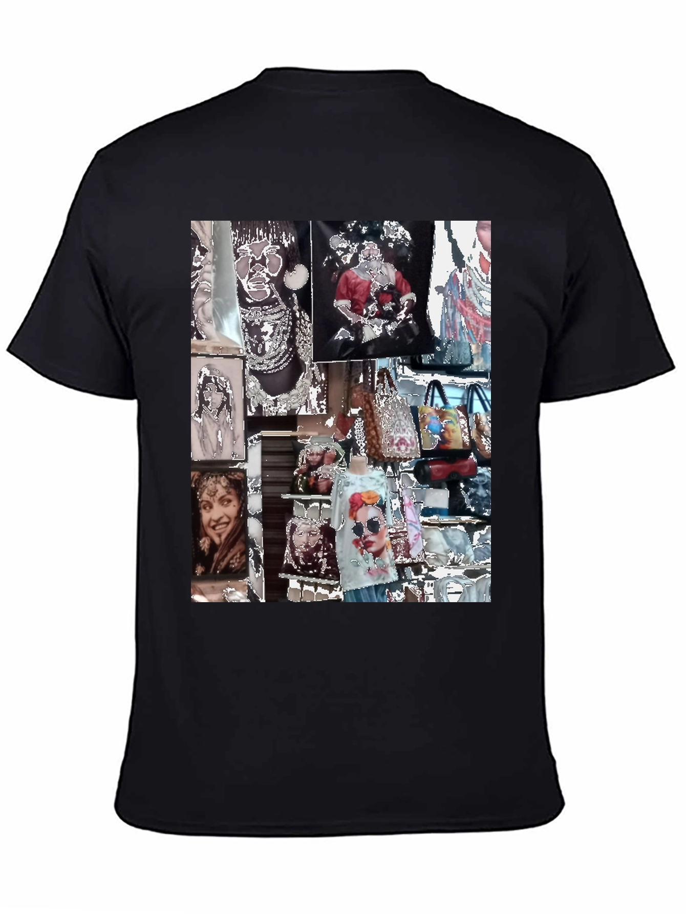 Artistic Collage Graphic Black T-Shirt