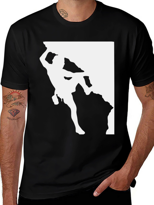 Rock Climbing T-Shirt - Black Tee with Climber Graphic