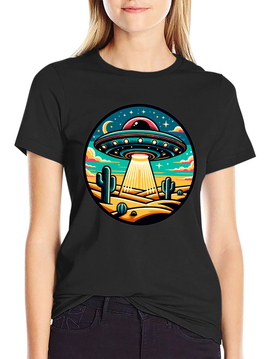 UFO Desert Black T-Shirt - Sci-Fi Style