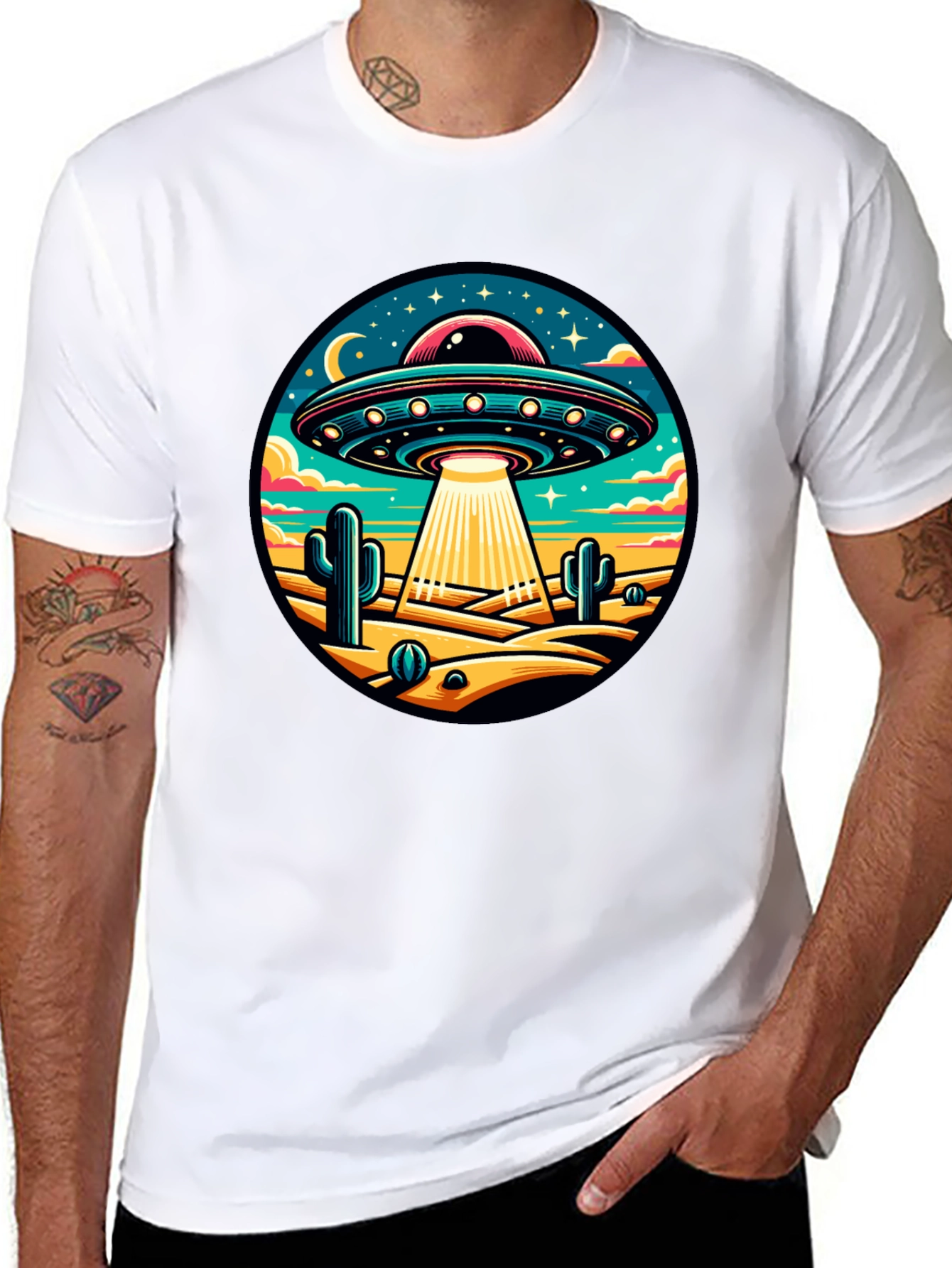 UFO Desert Black T-Shirt - Sci-Fi Style