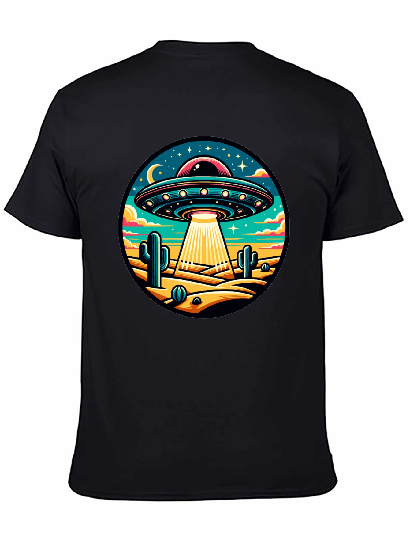 UFO Desert Black T-Shirt - Sci-Fi Style